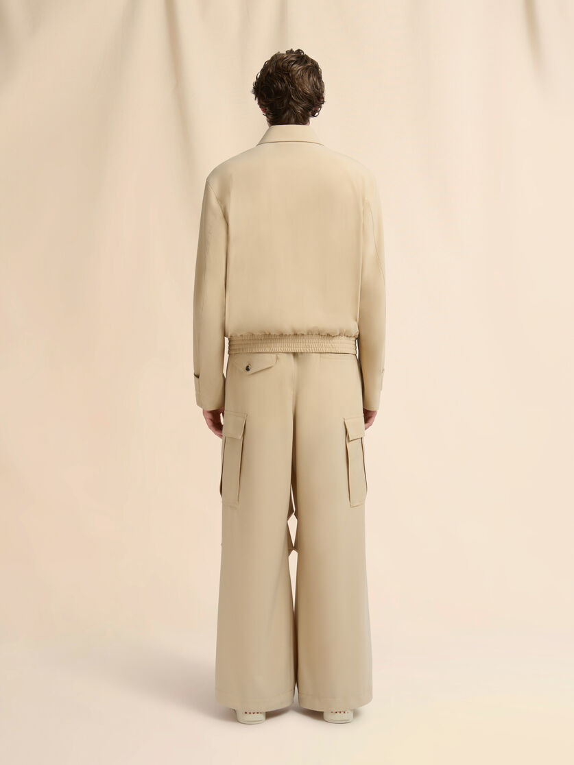CREAM LIGHT WOOL JACKET WITH COLLAR - 3