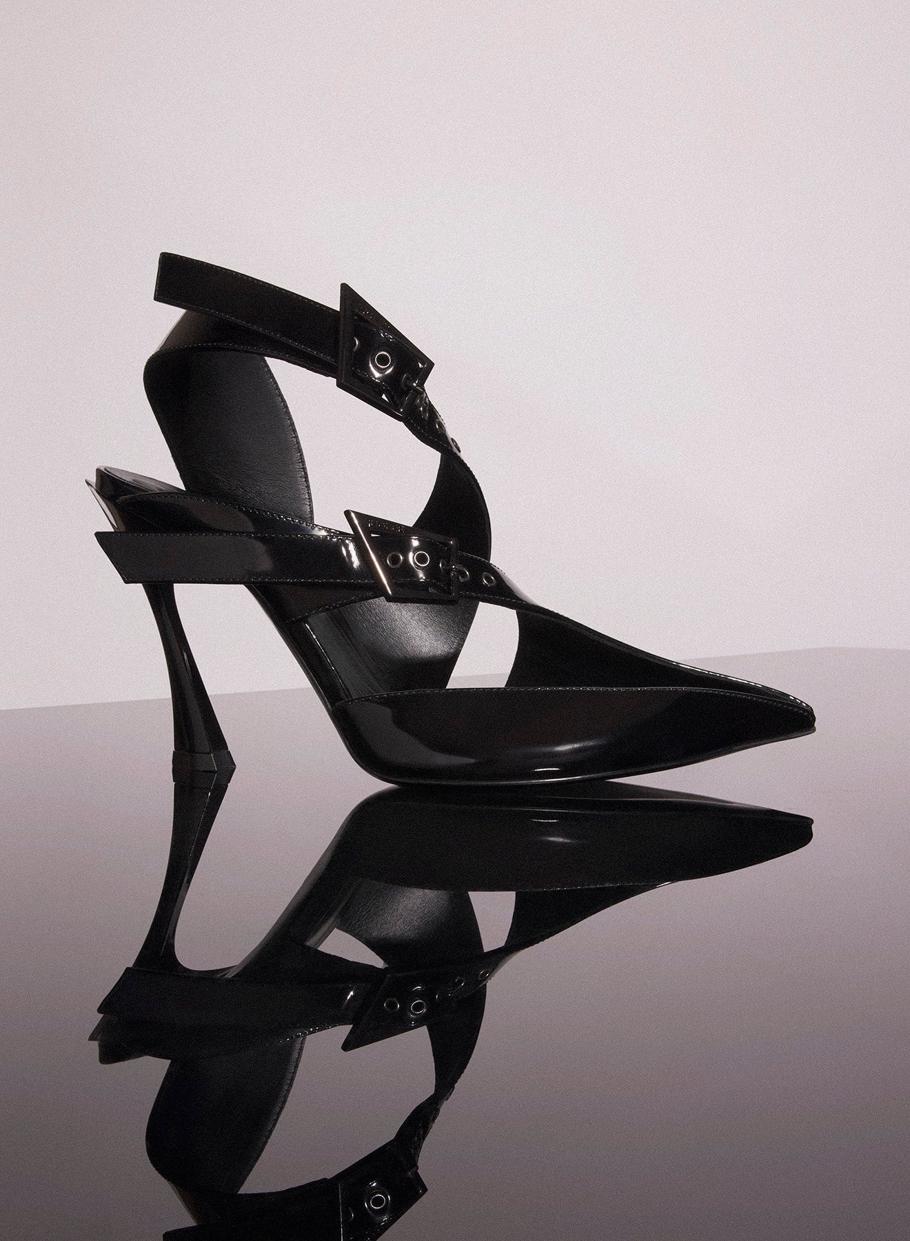 black leather buckled fang 95 mules - 1