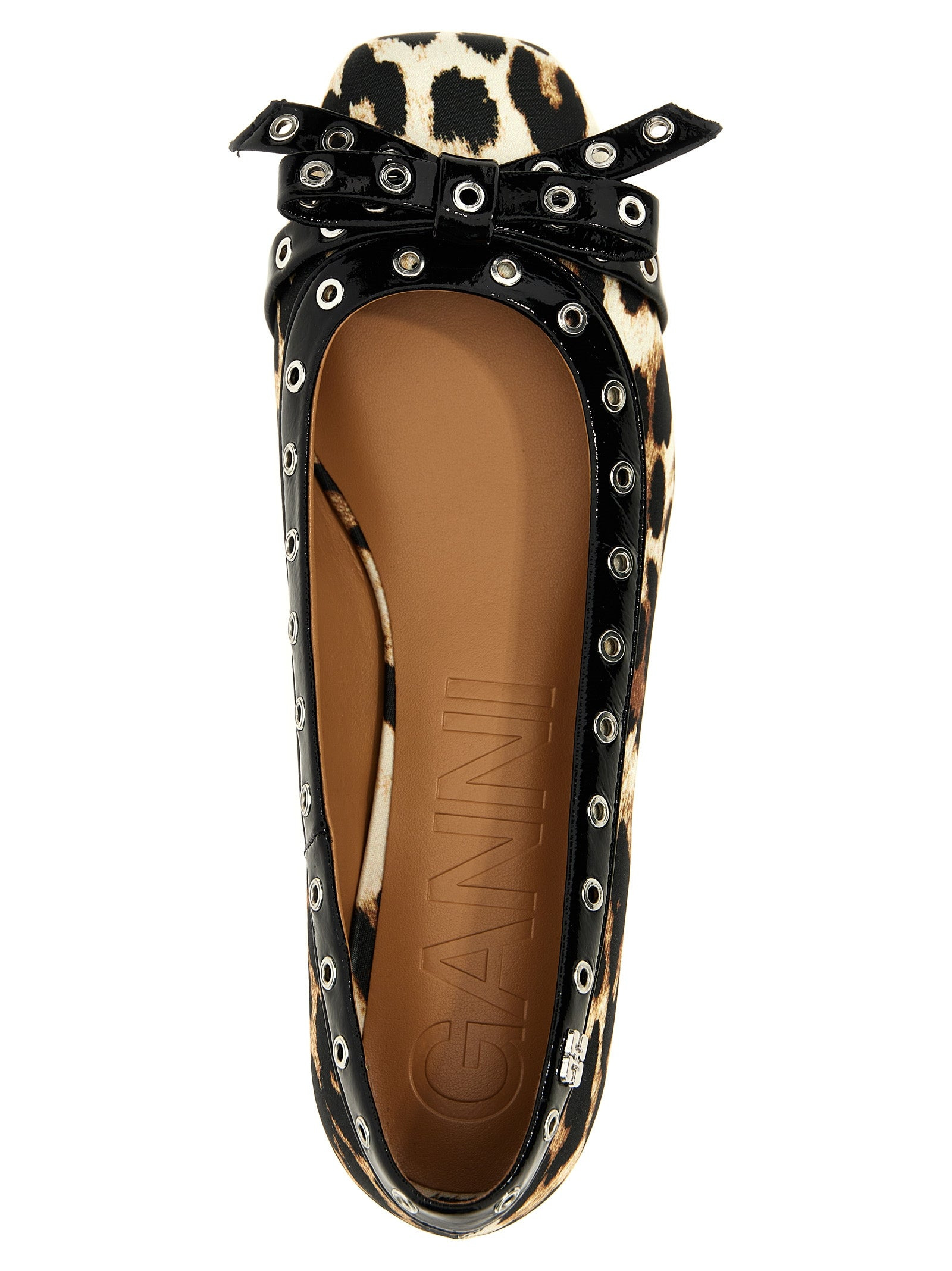 Ganni Women 'Leopard Eyelets Bow' Ballet Flats - 4