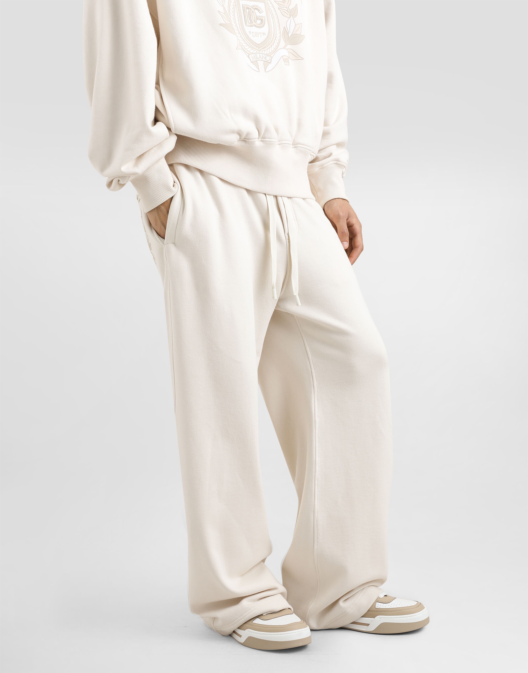 Stretch jersey jogging pants with embroidery - 4
