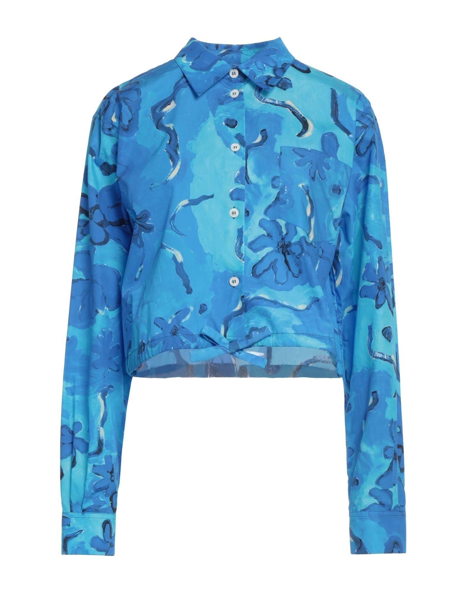 Blue Women's Floral Shirts & Blouses - 1