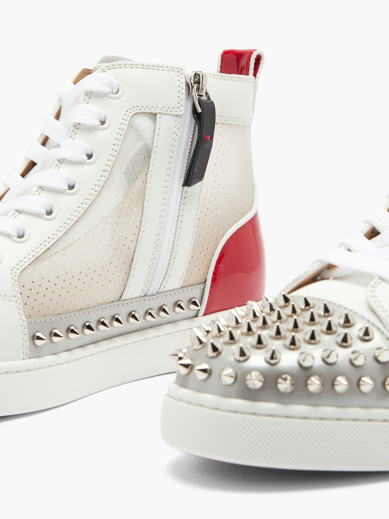 Donna studded leather and mesh high-top trainers - 6