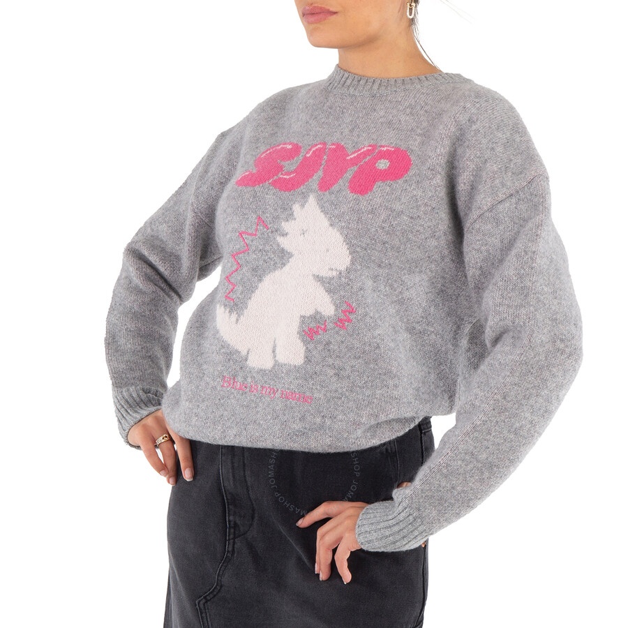 Sjyp Ladies Grey Jacquard Dino Knit Pullover - 2