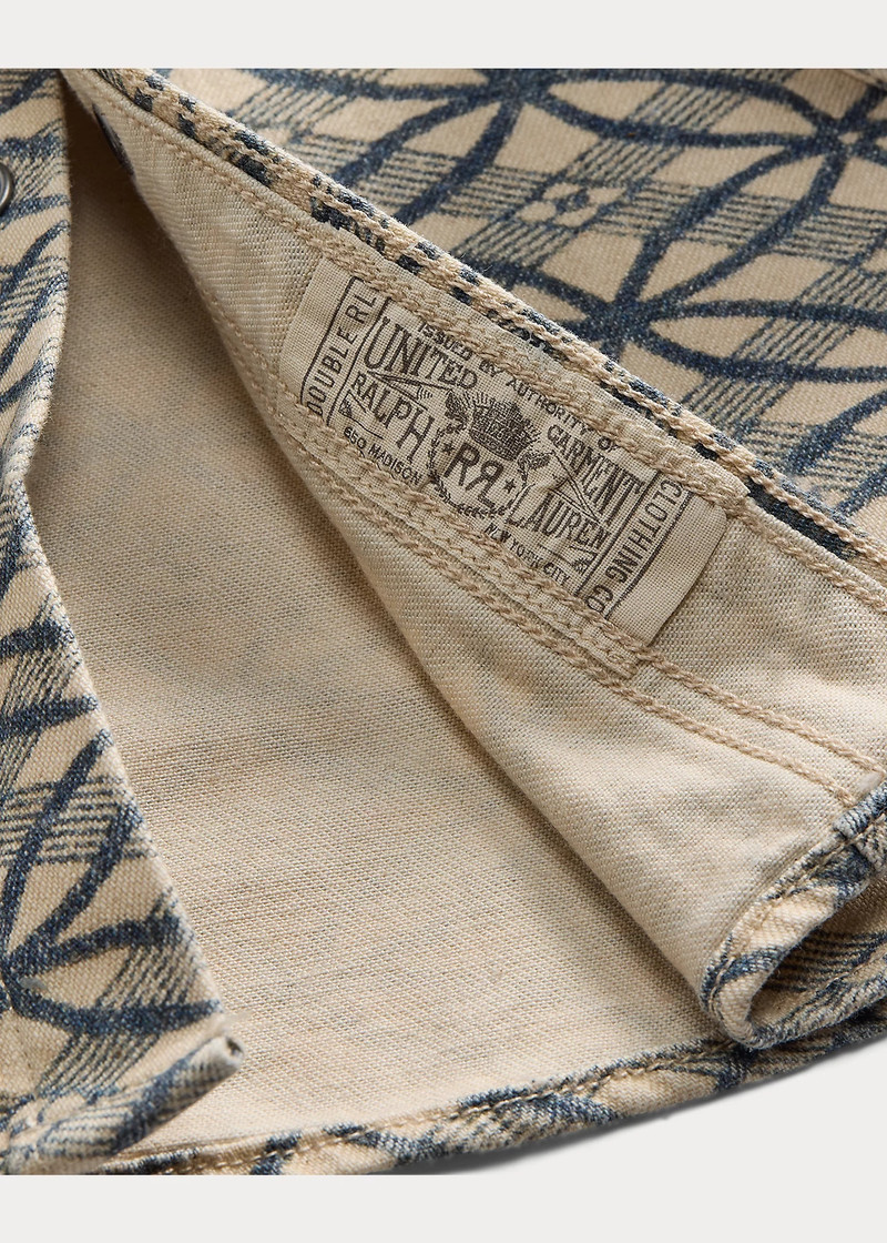 Slim Indigo-Print Denim Western Shirt 5