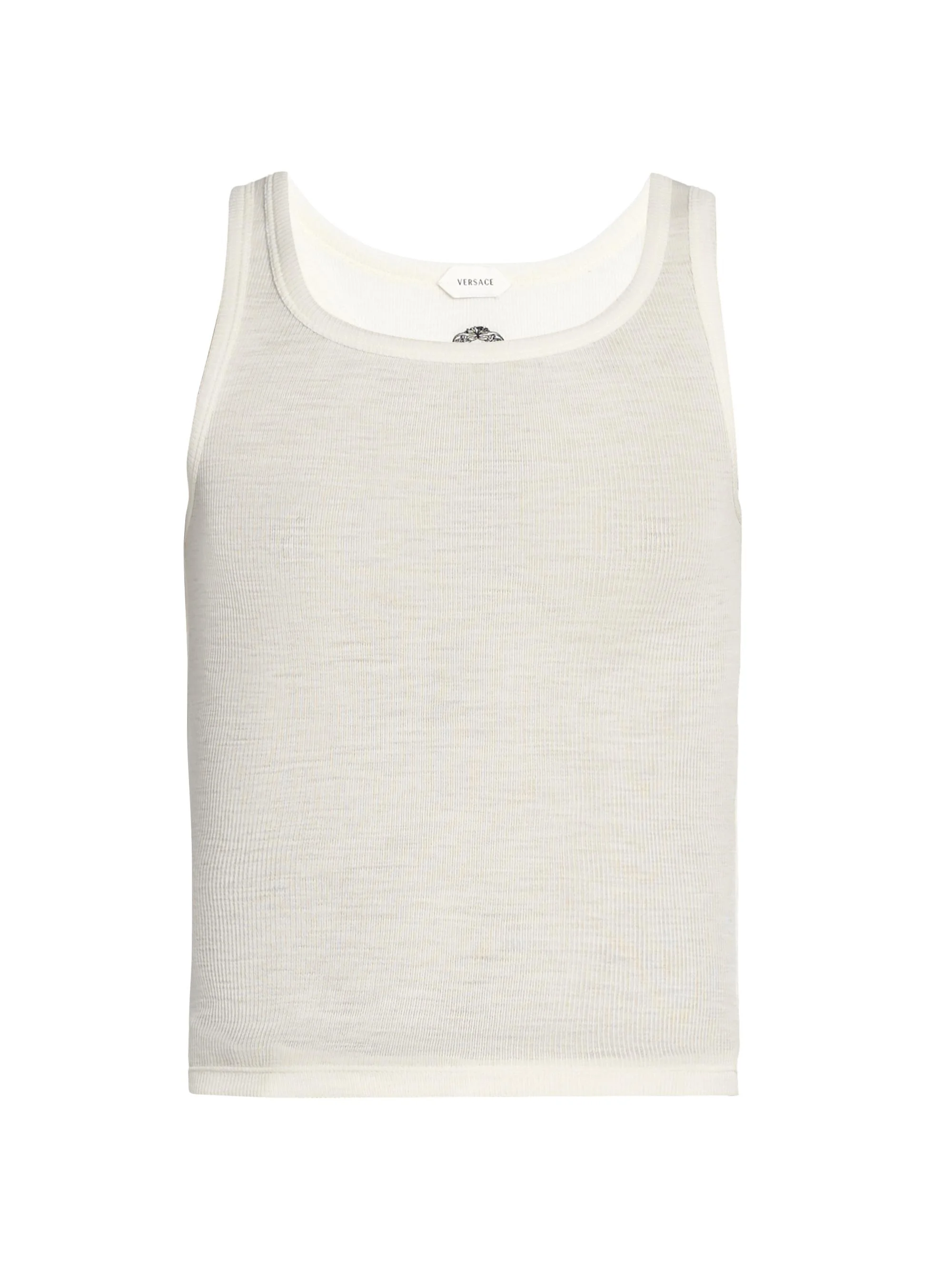 Men's Medusa Rib-Knit Virgin Wool Tank - Cream - 1