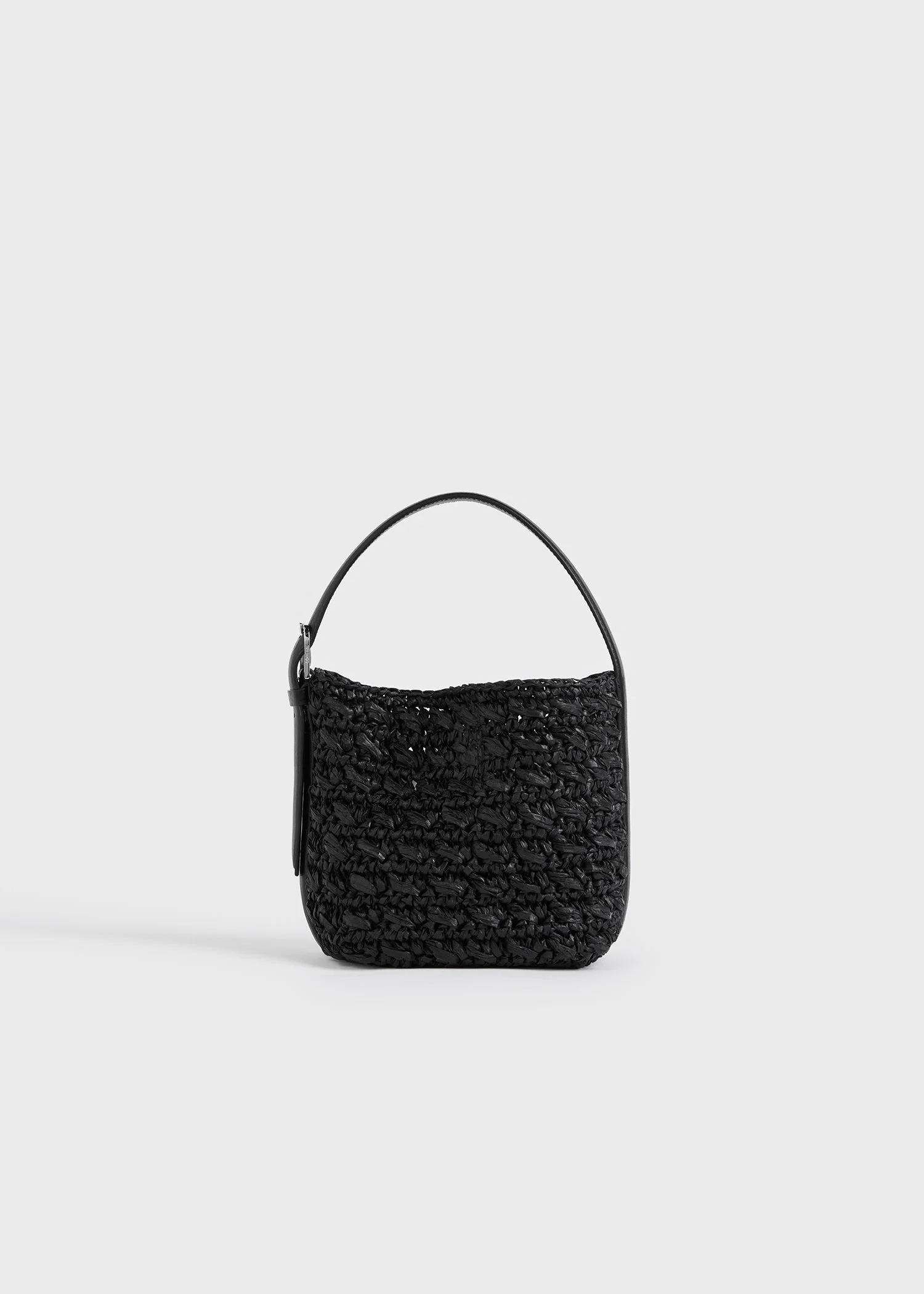 Small belted paper raffia tote black - 1