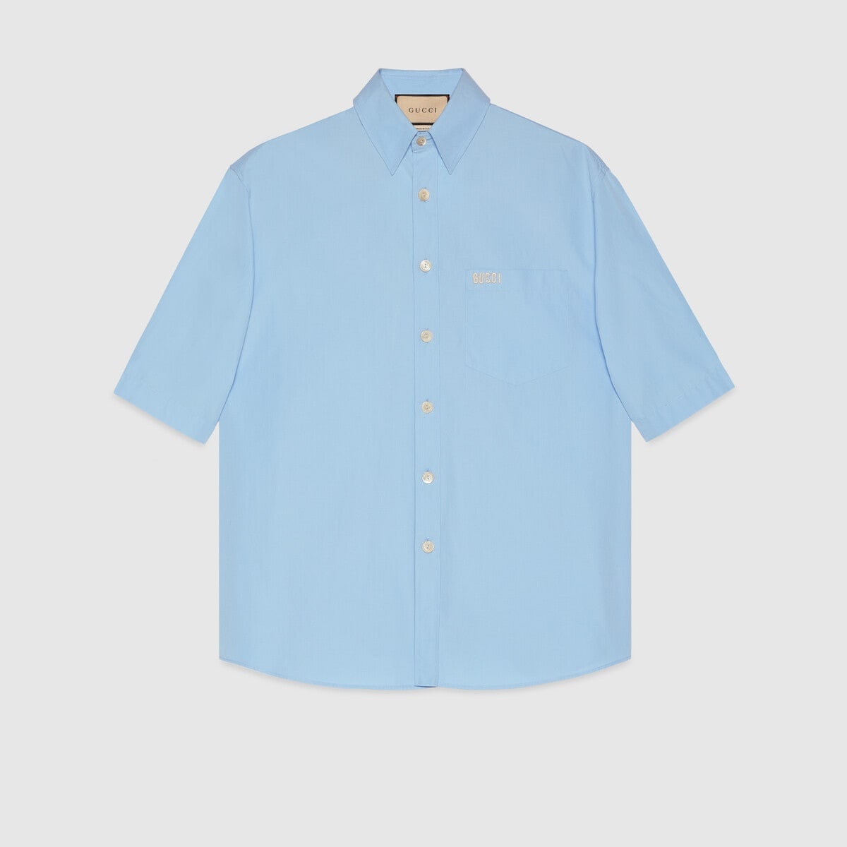 Cotton poplin shirt with embroidery - 8