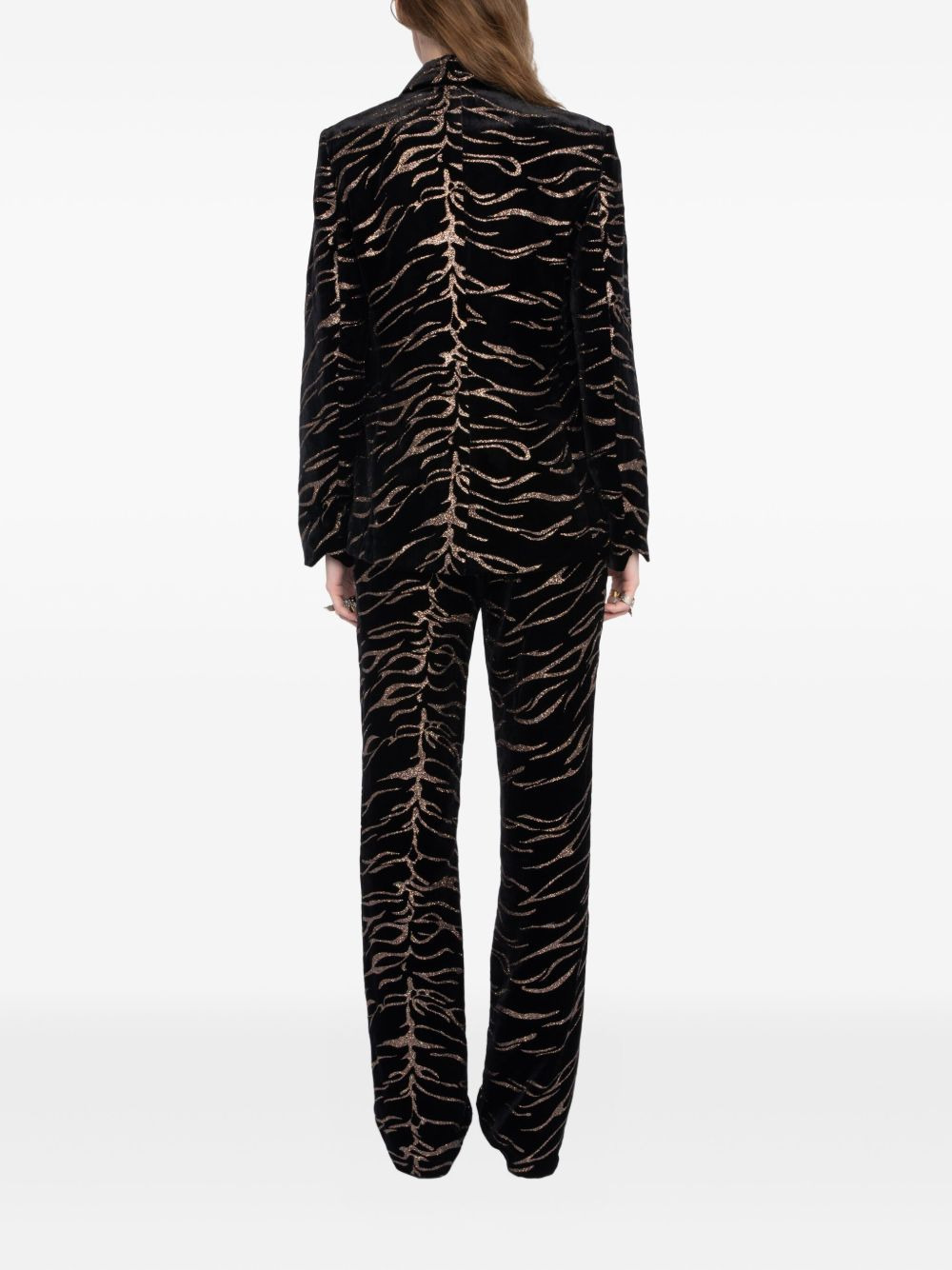Vavy tiger-stripe velvet blazer - 3