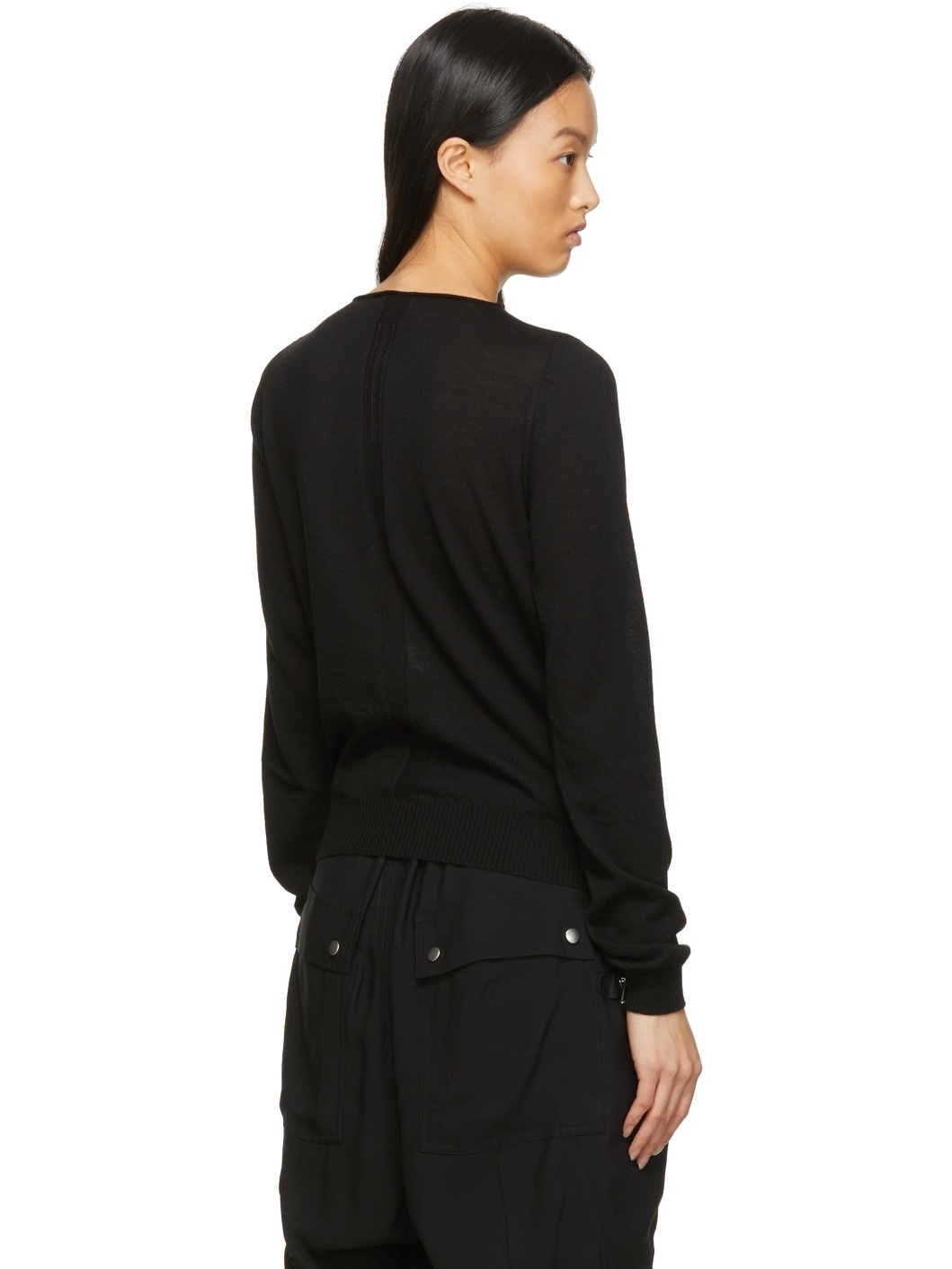 Black Wool Biker Crewneck - 3