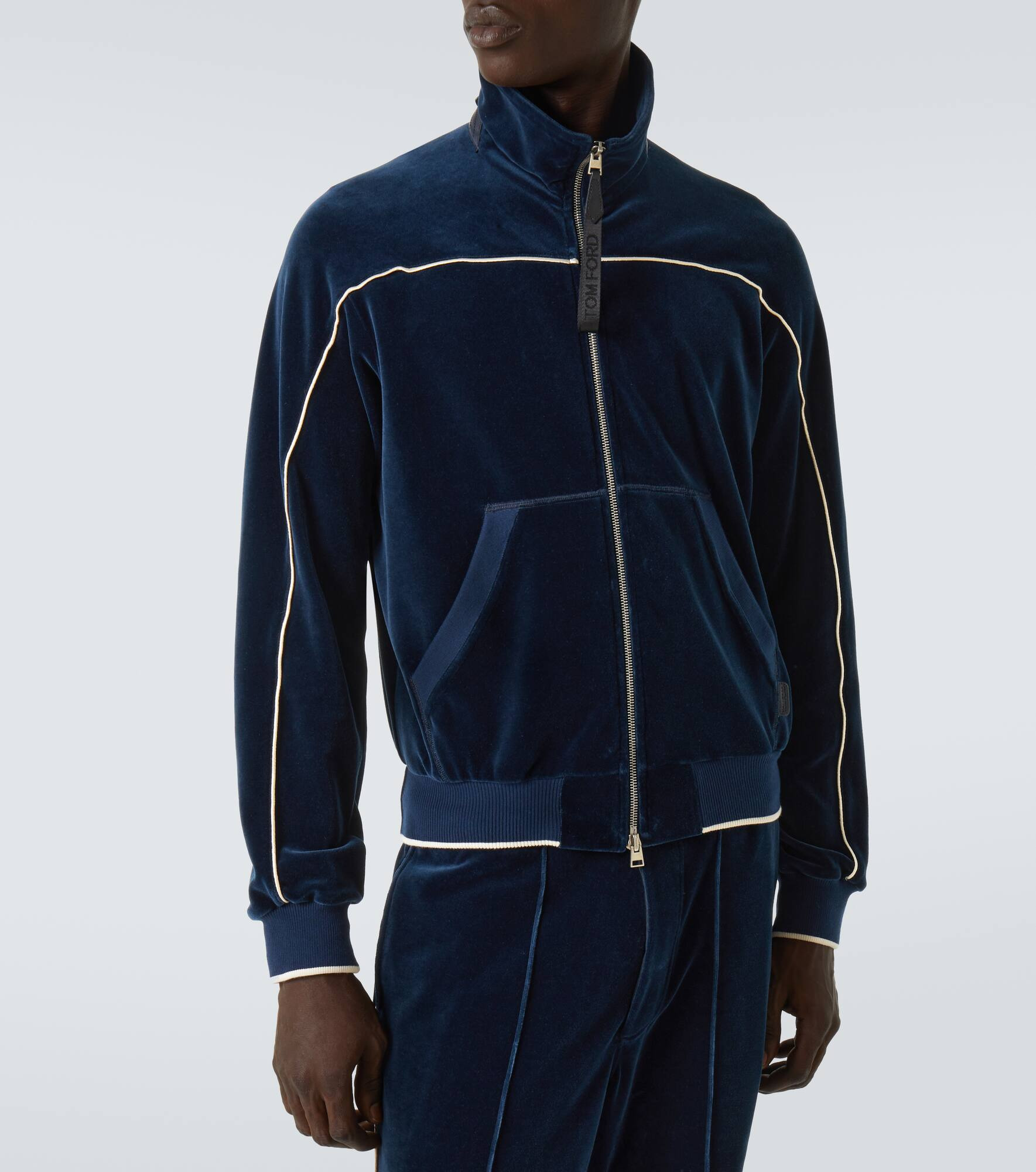 Cotton-blend velour track jacket - 3
