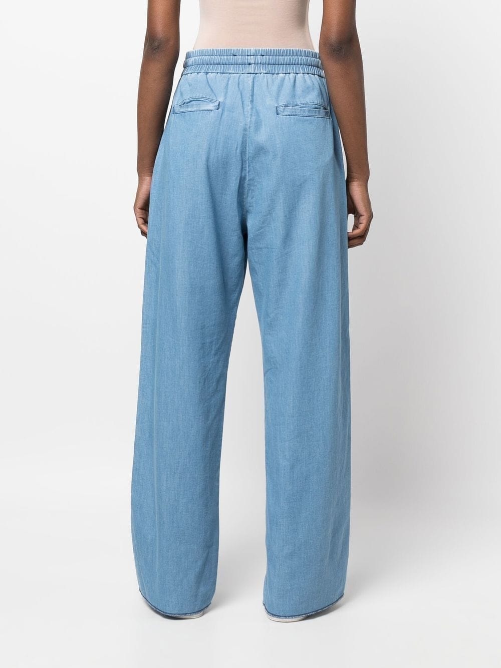 drawstring-fastening wide-leg jeans - 4