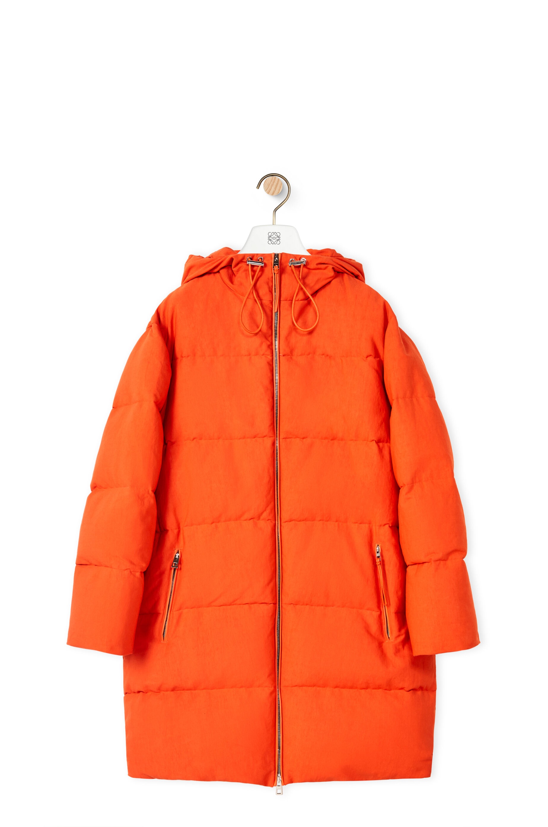 Long hooded puffer in cotton - 1