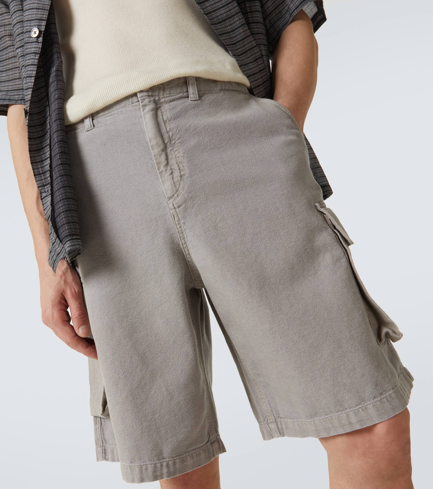 Mount cotton and hemp canvas cargo shorts - 5