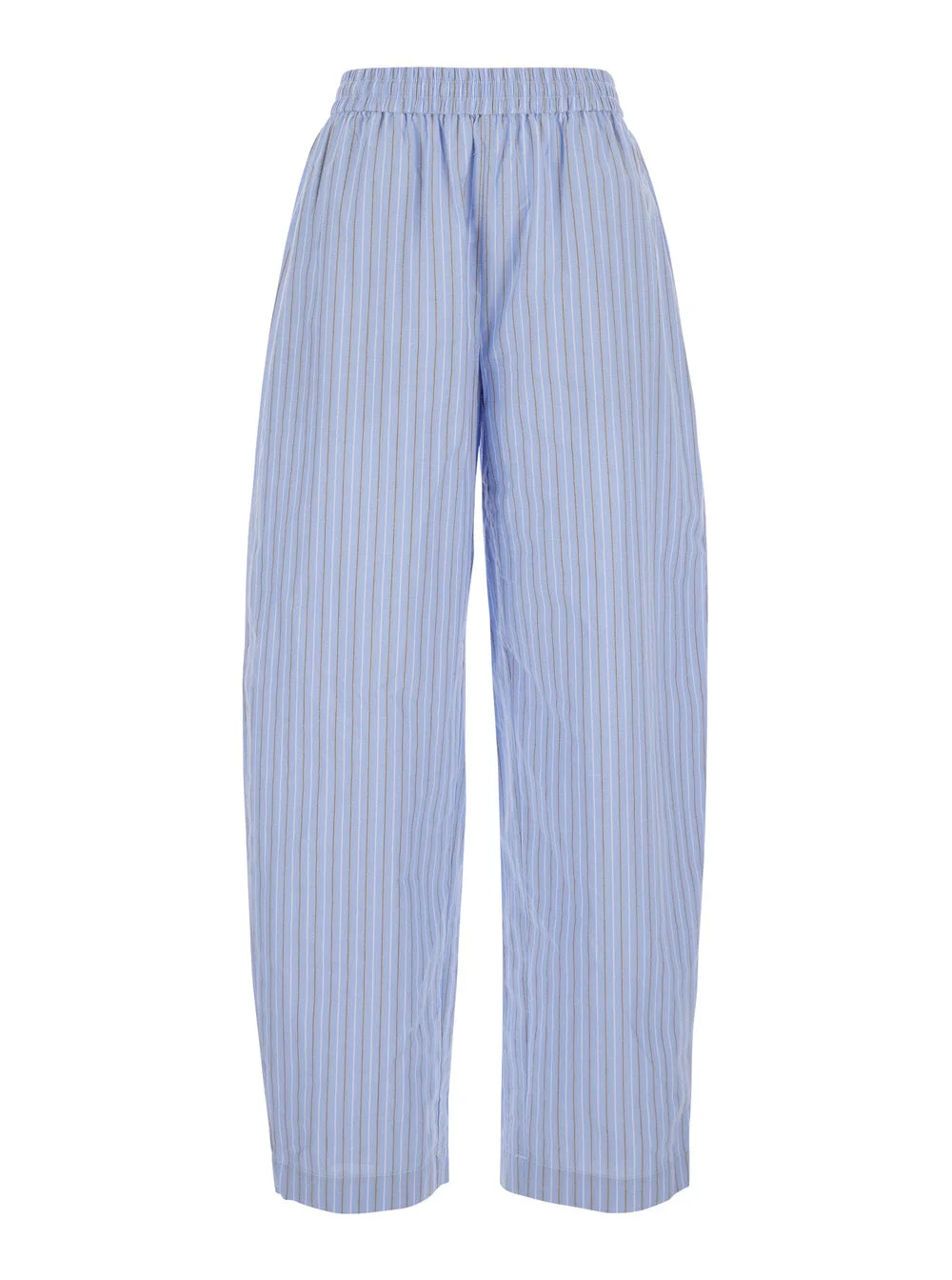 Rotate Women Light Blue Pants Witth Striped Design And Elastic Waist In Cotton Poplin Woman - 1