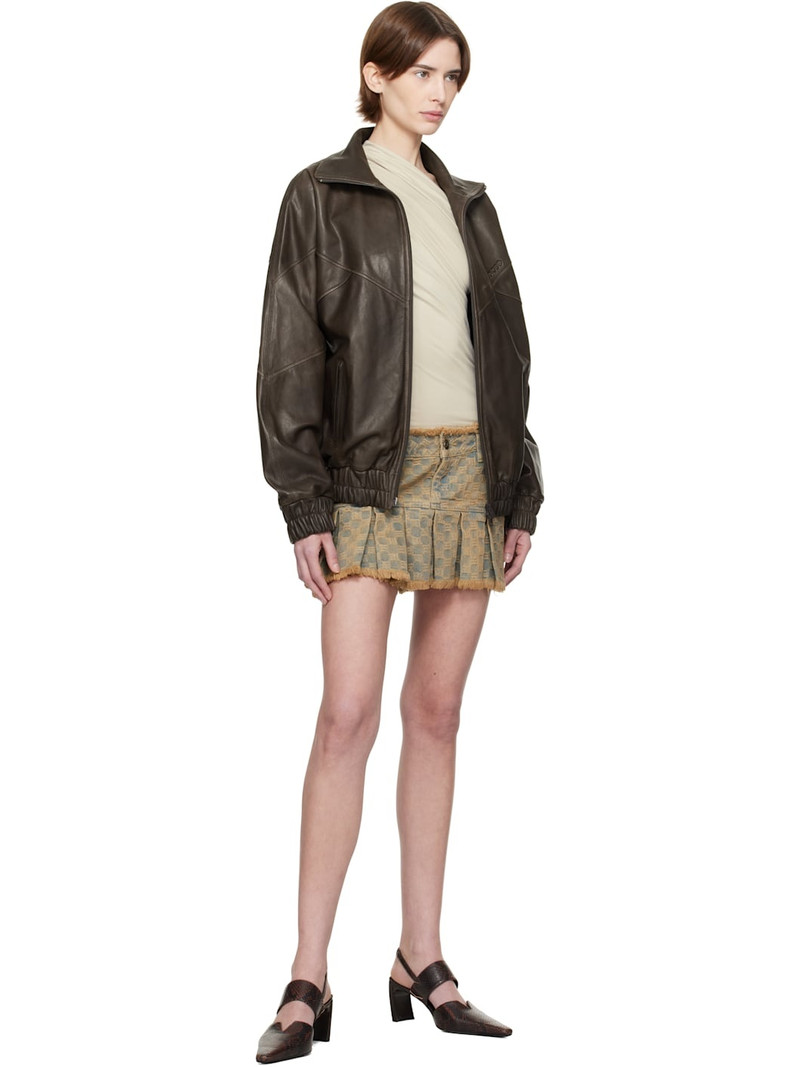 MISBHV SSENSE Exclusive Blue Monogram Denim Pleated Miniskirt outlook