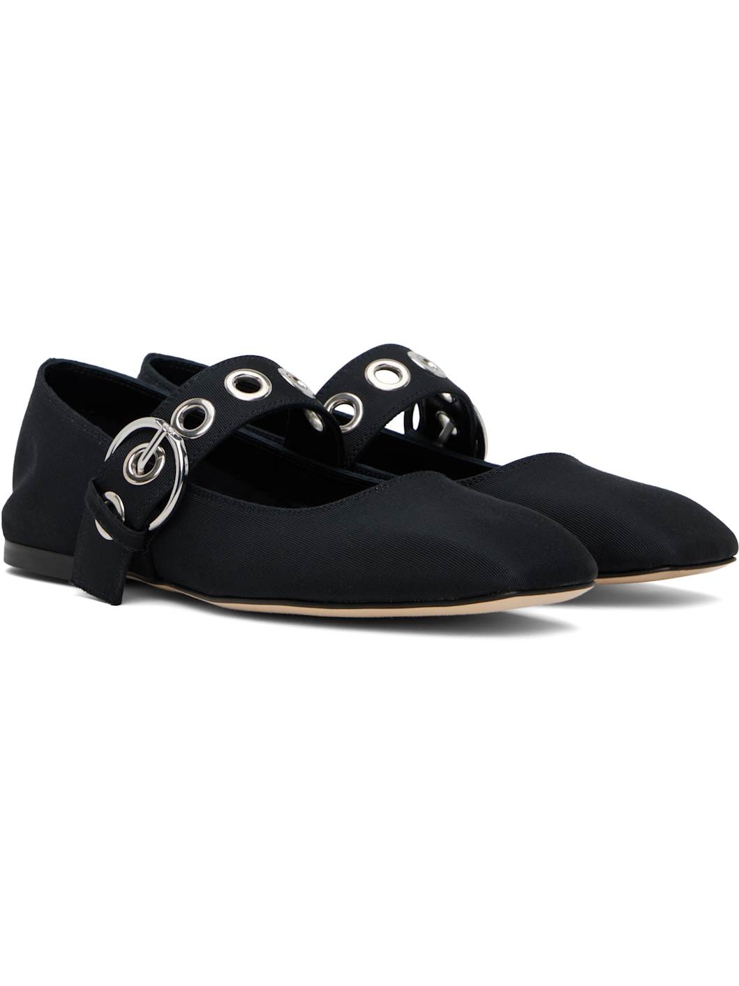 Black Uma Eyelet Mary-Jane Ballerina Flats - 4