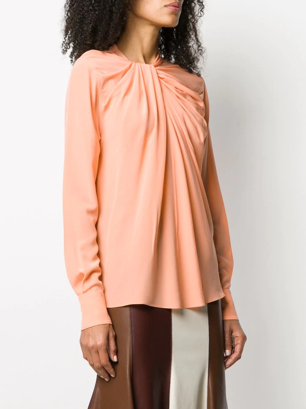 twisted neck ruched blouse - 3