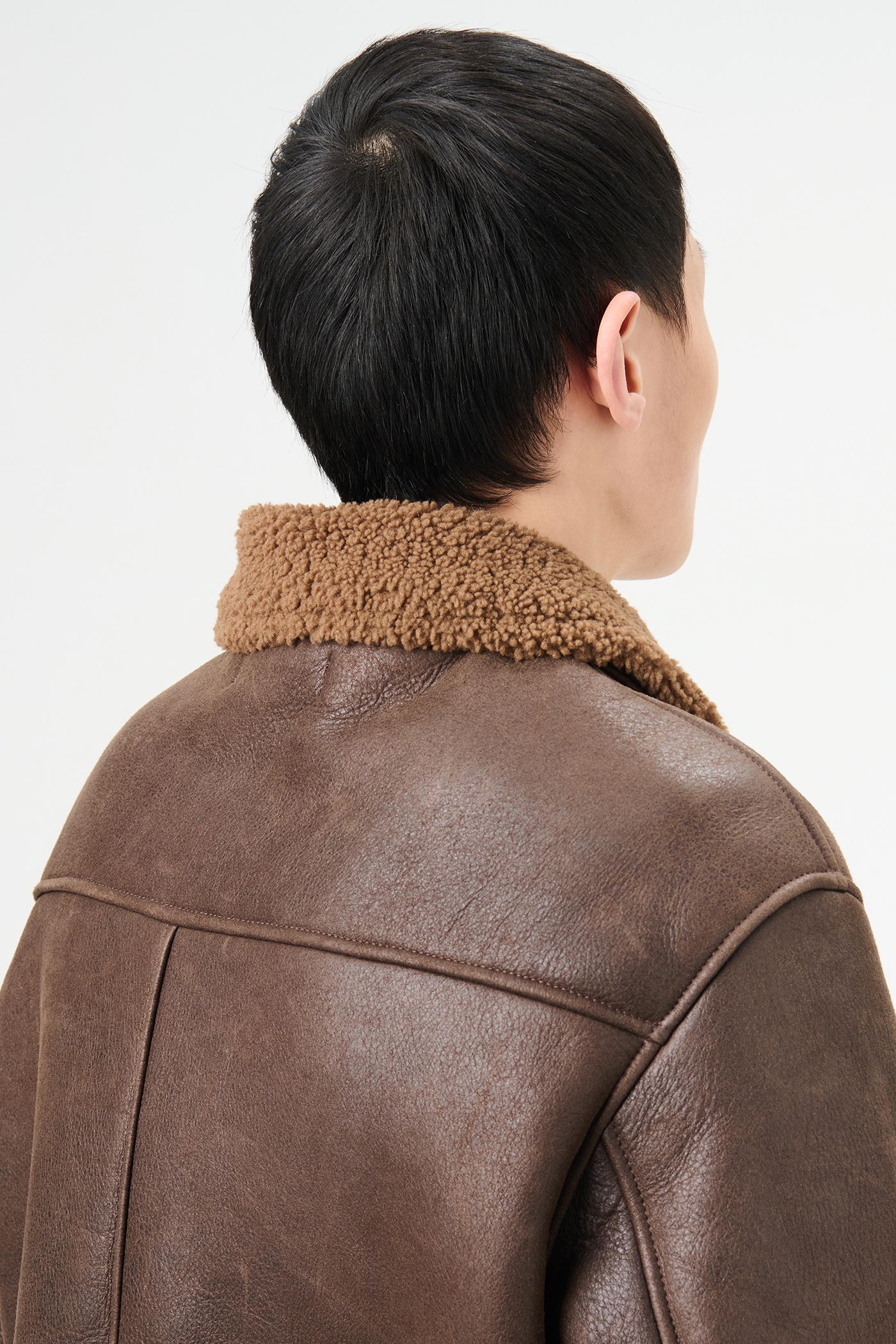 Alaska Jacket Rustic Grain Brown Shearling - 8