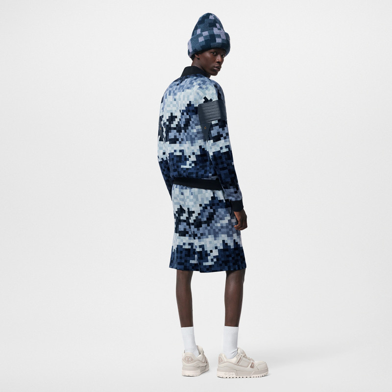 Hybrid Leather And Cotton Damier Shorts 3