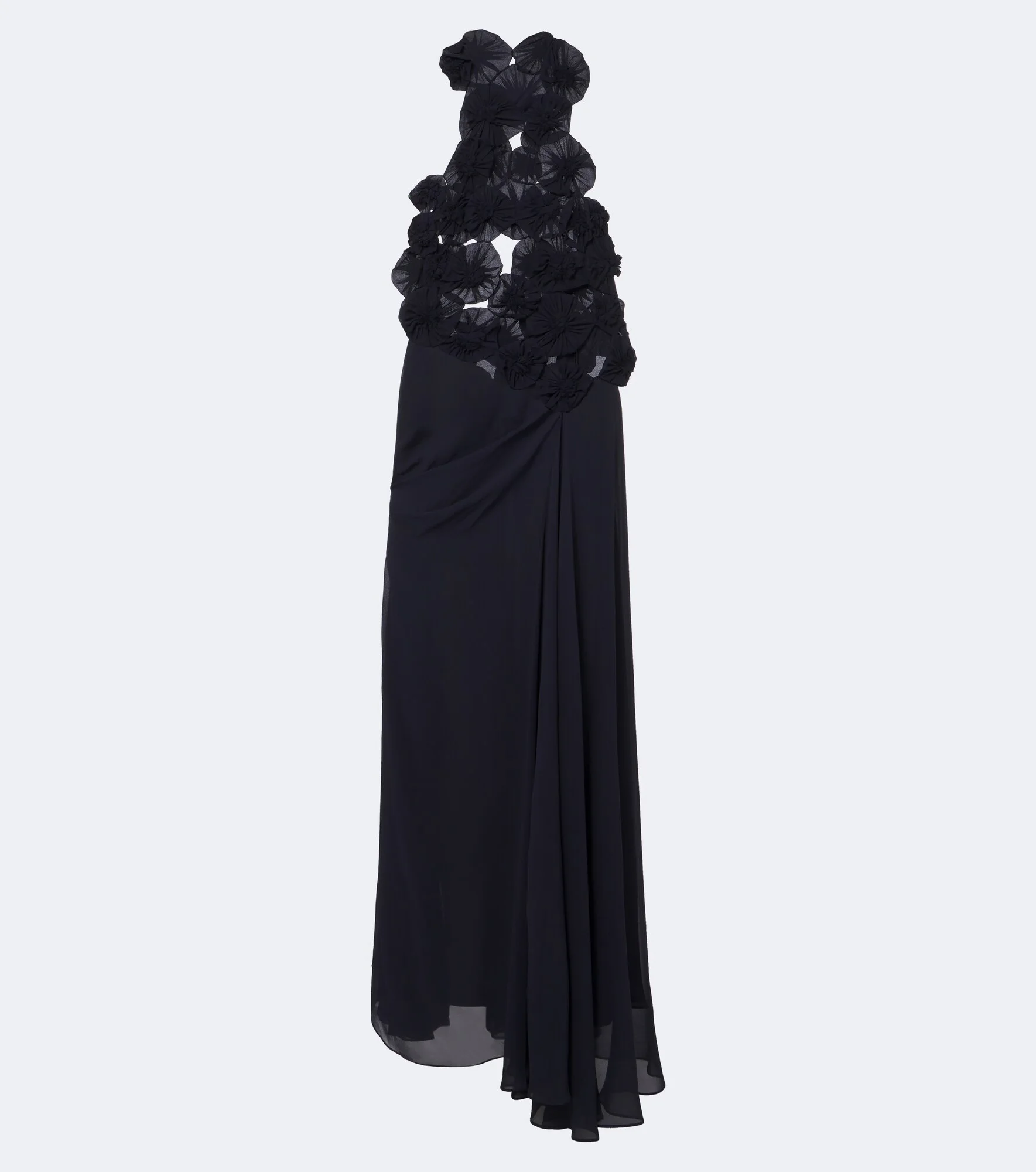 Cutout floral-appliqué silk gown - 1