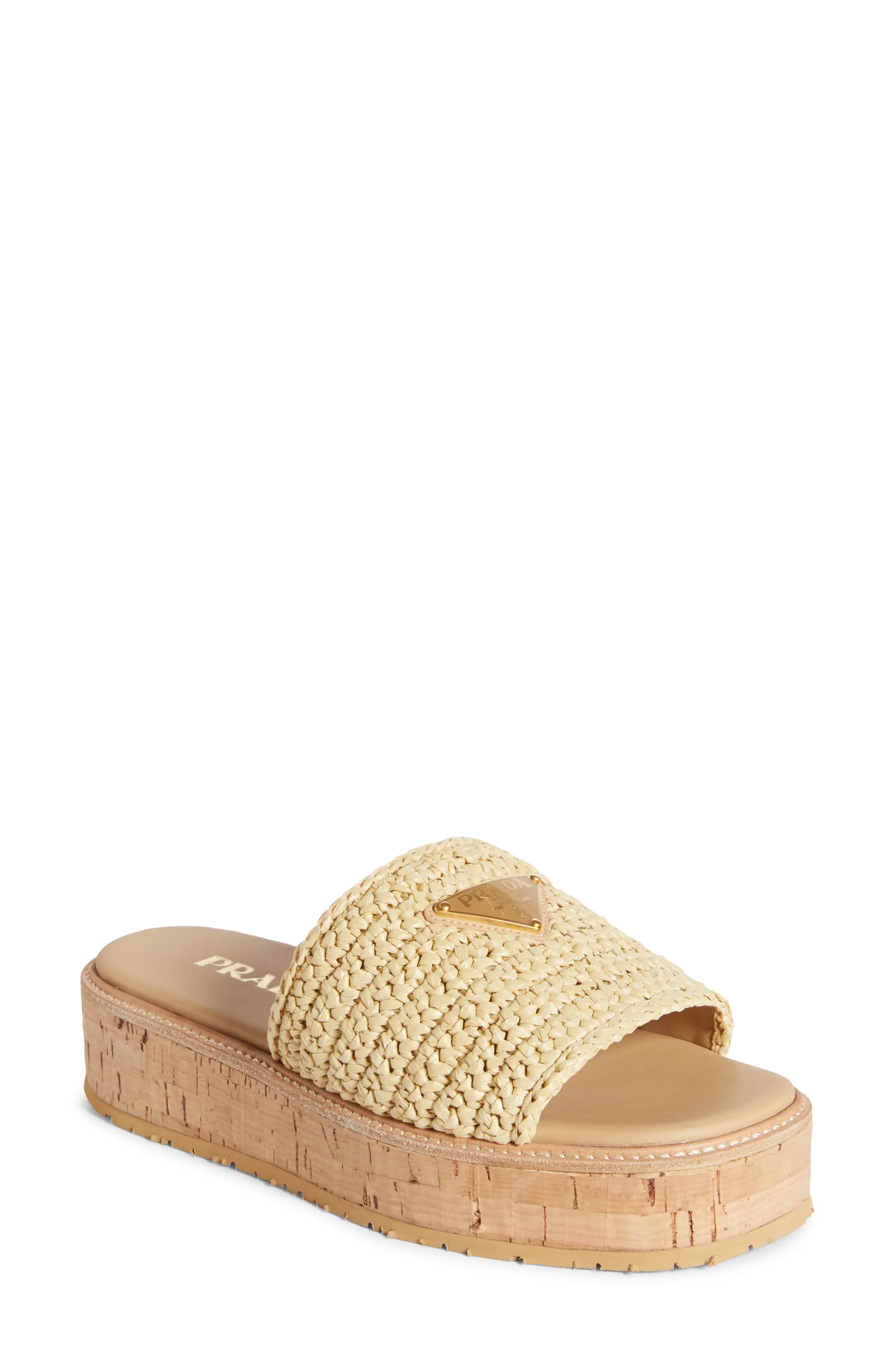 Raffia Platform Slide Sandal - 1