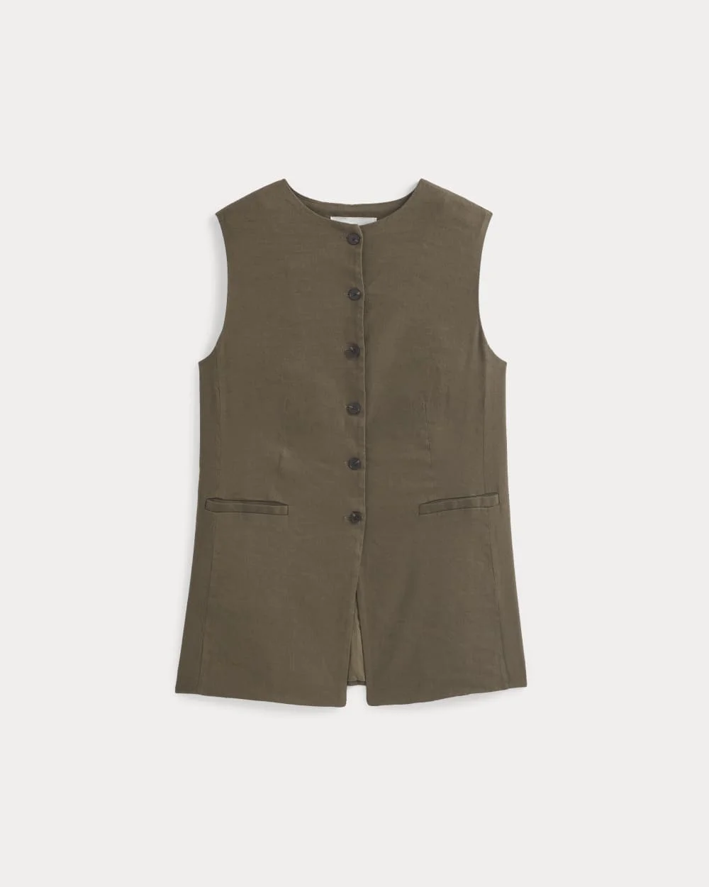 LONG VEST IN STRETCH LINEN - 1