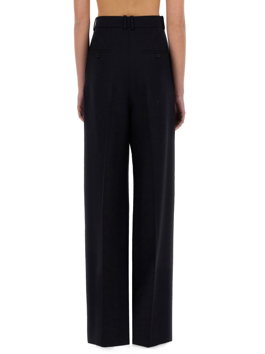 Saint Laurent Women Wide-Leg Pants In Grain De Poudre - 3