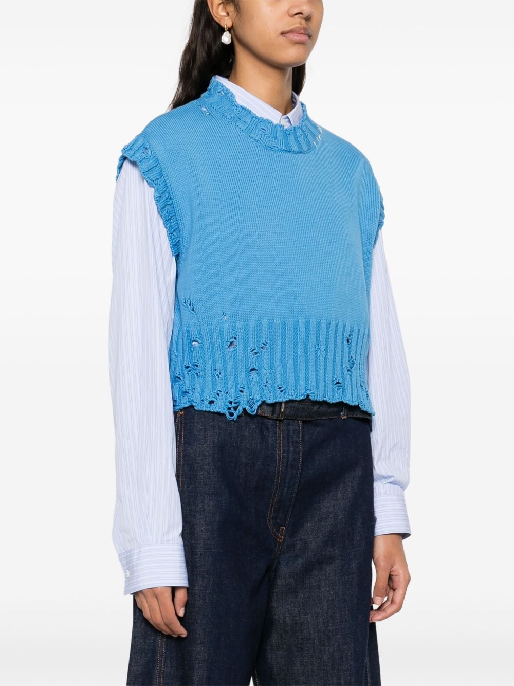 crew-neck sleeveless sweater - 3