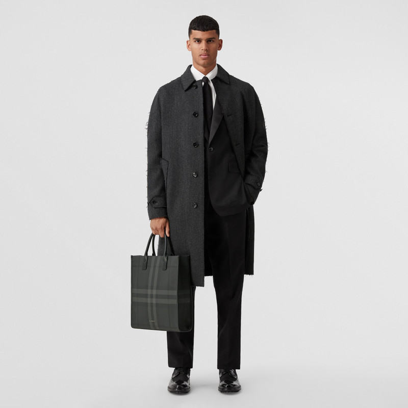 Raw-edged Herringbone Wool Blend Car Coat 4