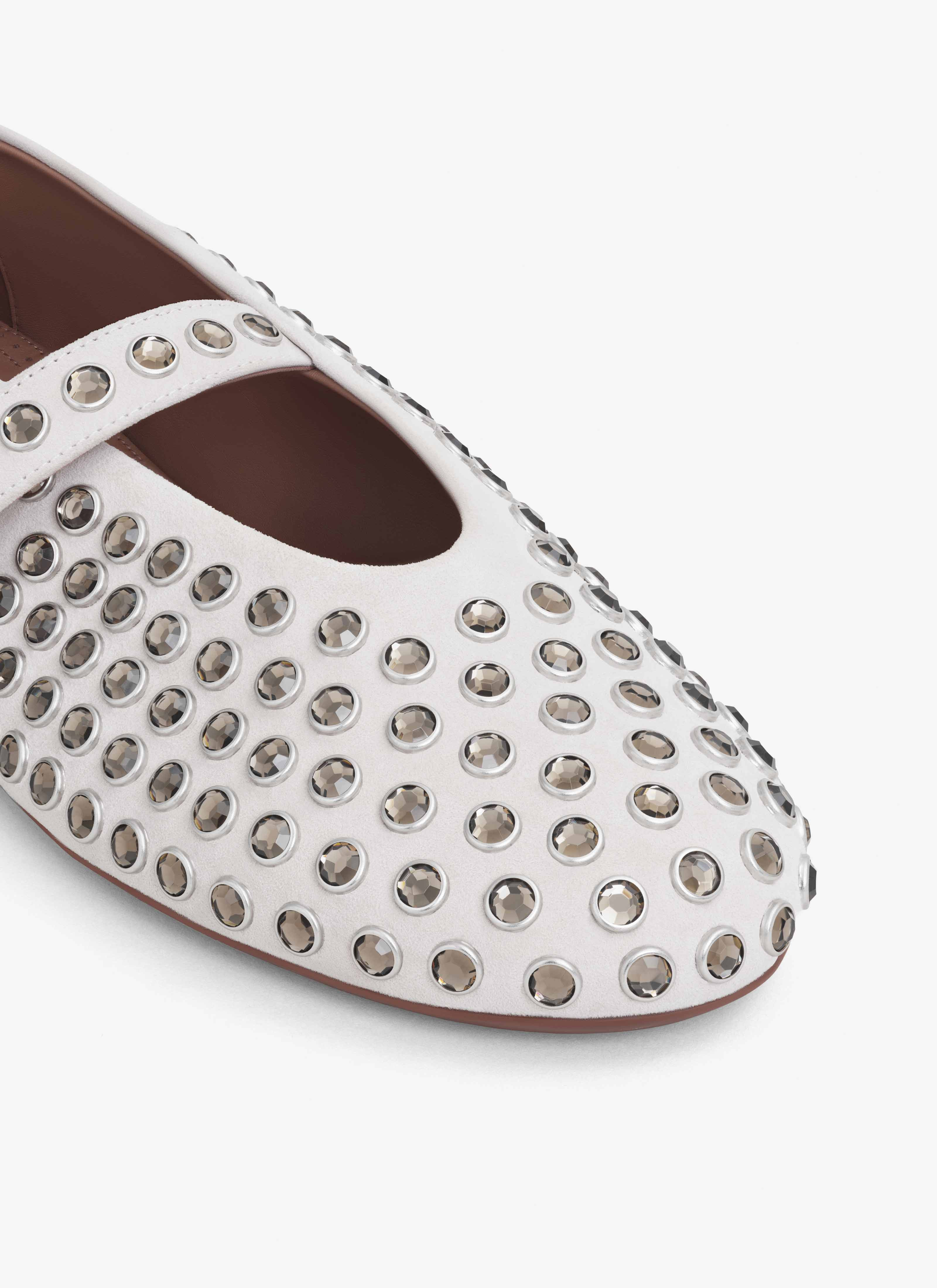STRASS SUEDE BALLET FLATS - 4