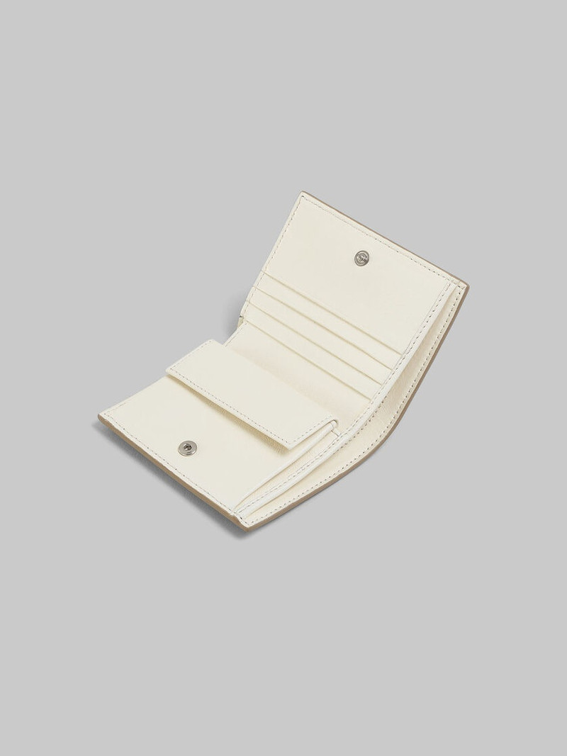 Marni TAUPE LEATHER BIFOLD WALLET WITH RAISED MARNI LOGO outlook