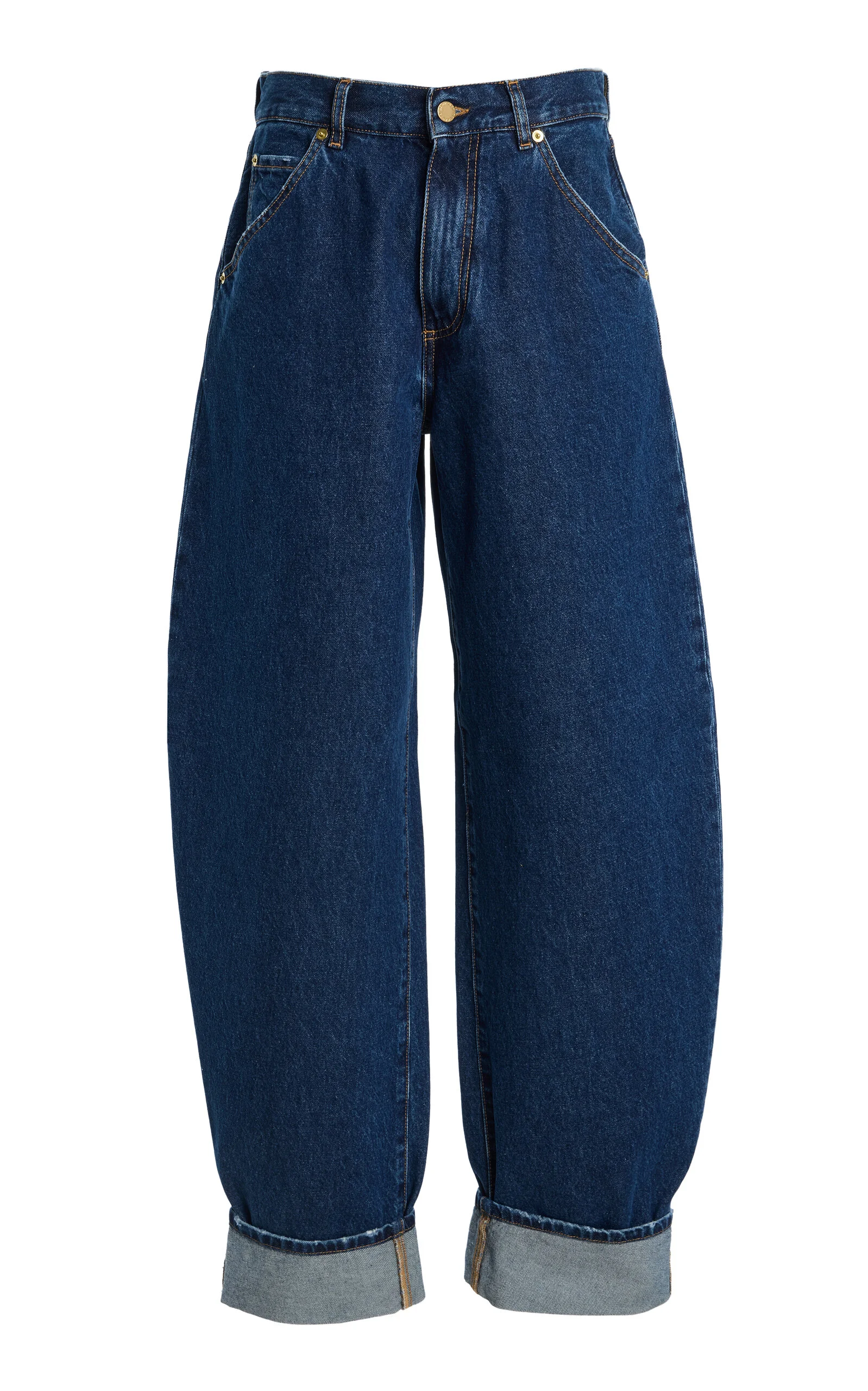 Khris Rigid Mid-Rise Barrel-Leg Jeans - 1