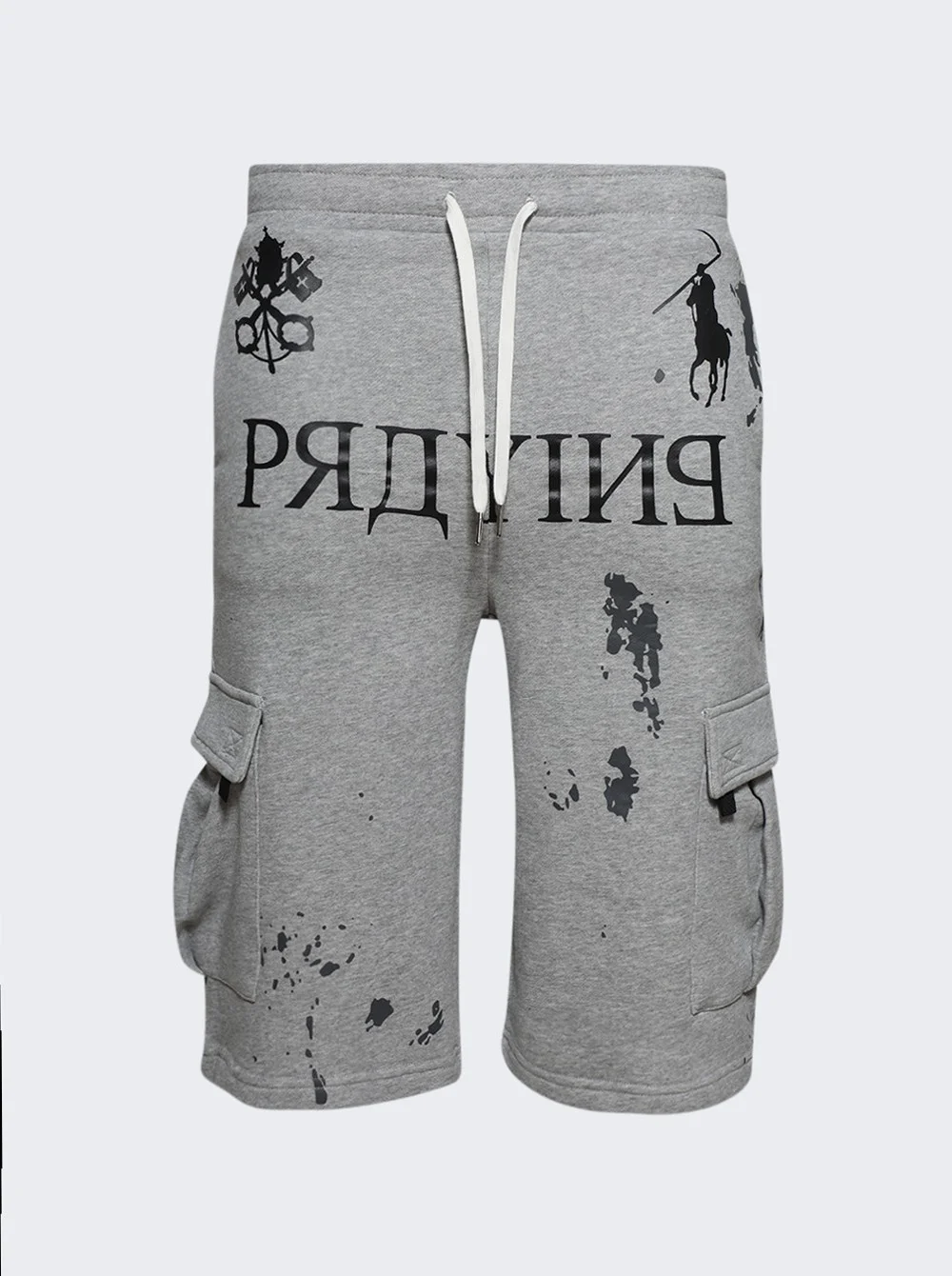 Praying Ai Logo Shorts Grey - 1