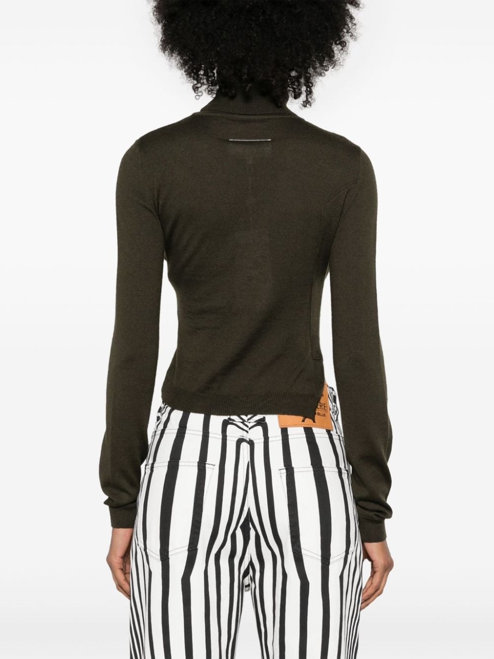 asymmetric panelled roll-neck jumper - 4