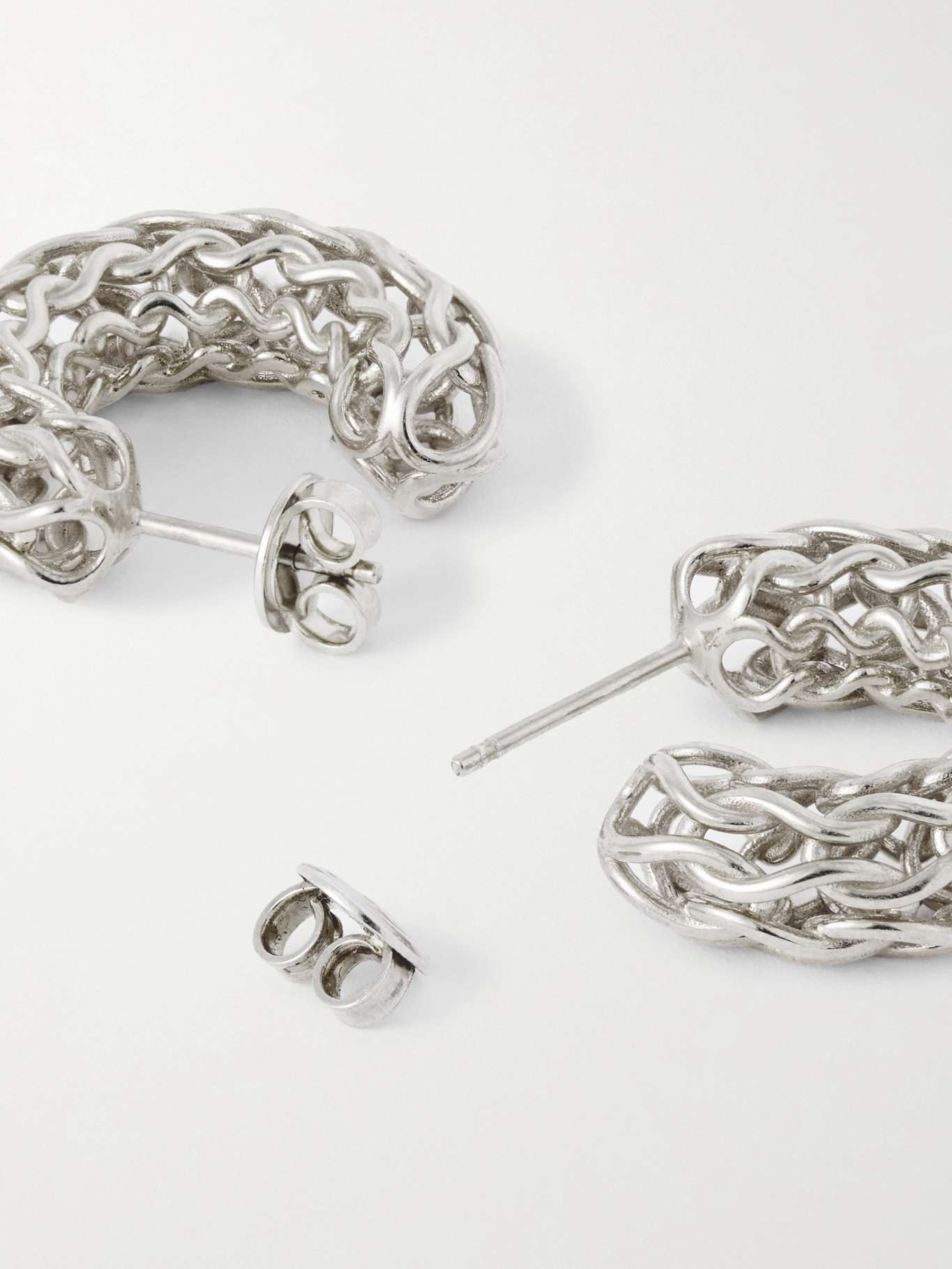 Crochet silver hoop earrings - 3