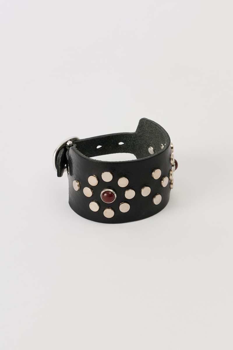 Our Legacy Blossom Bracelet Flecking Black Leather outlook