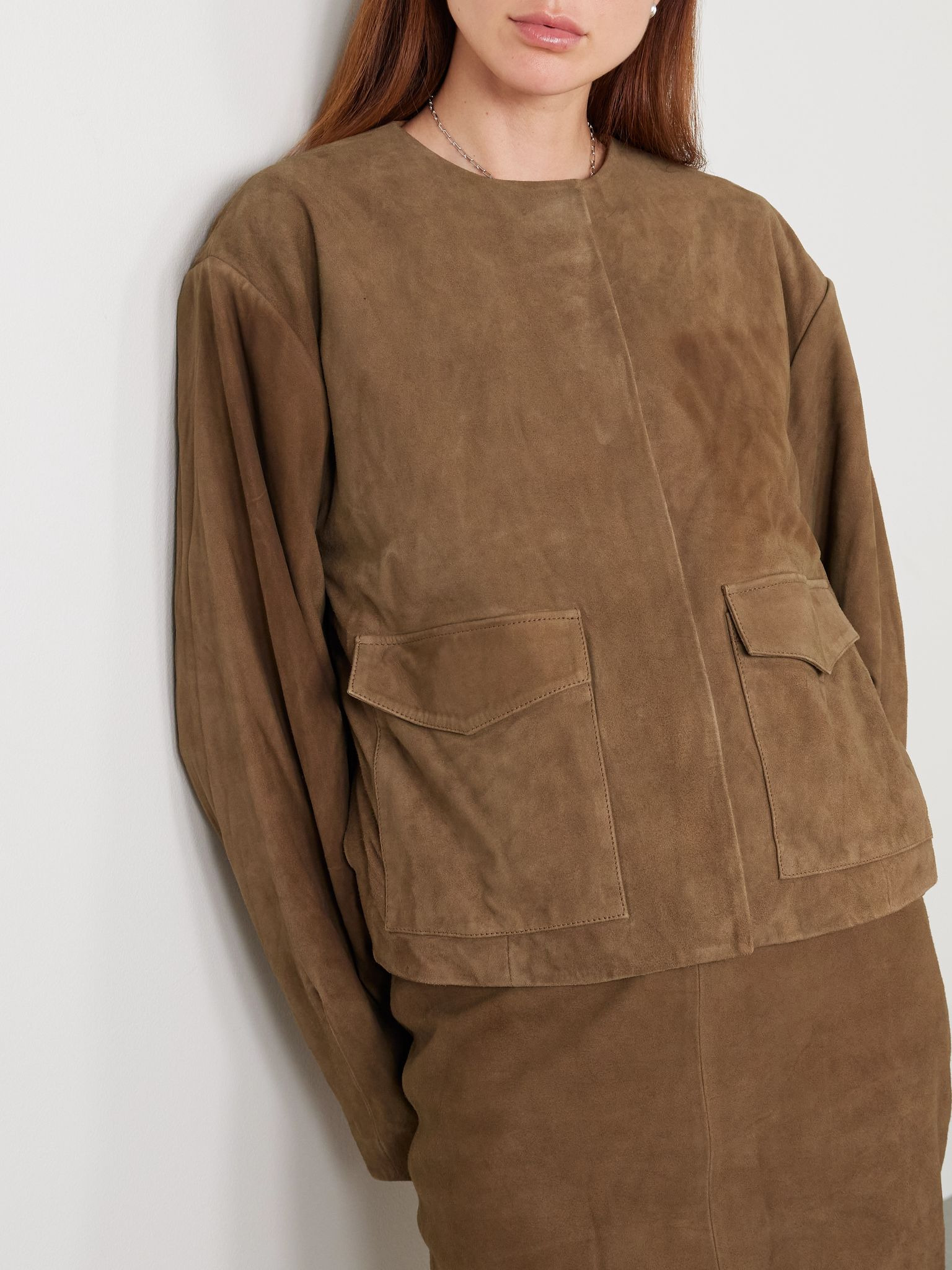 Utility Cocoon suede jacket Brown - 3