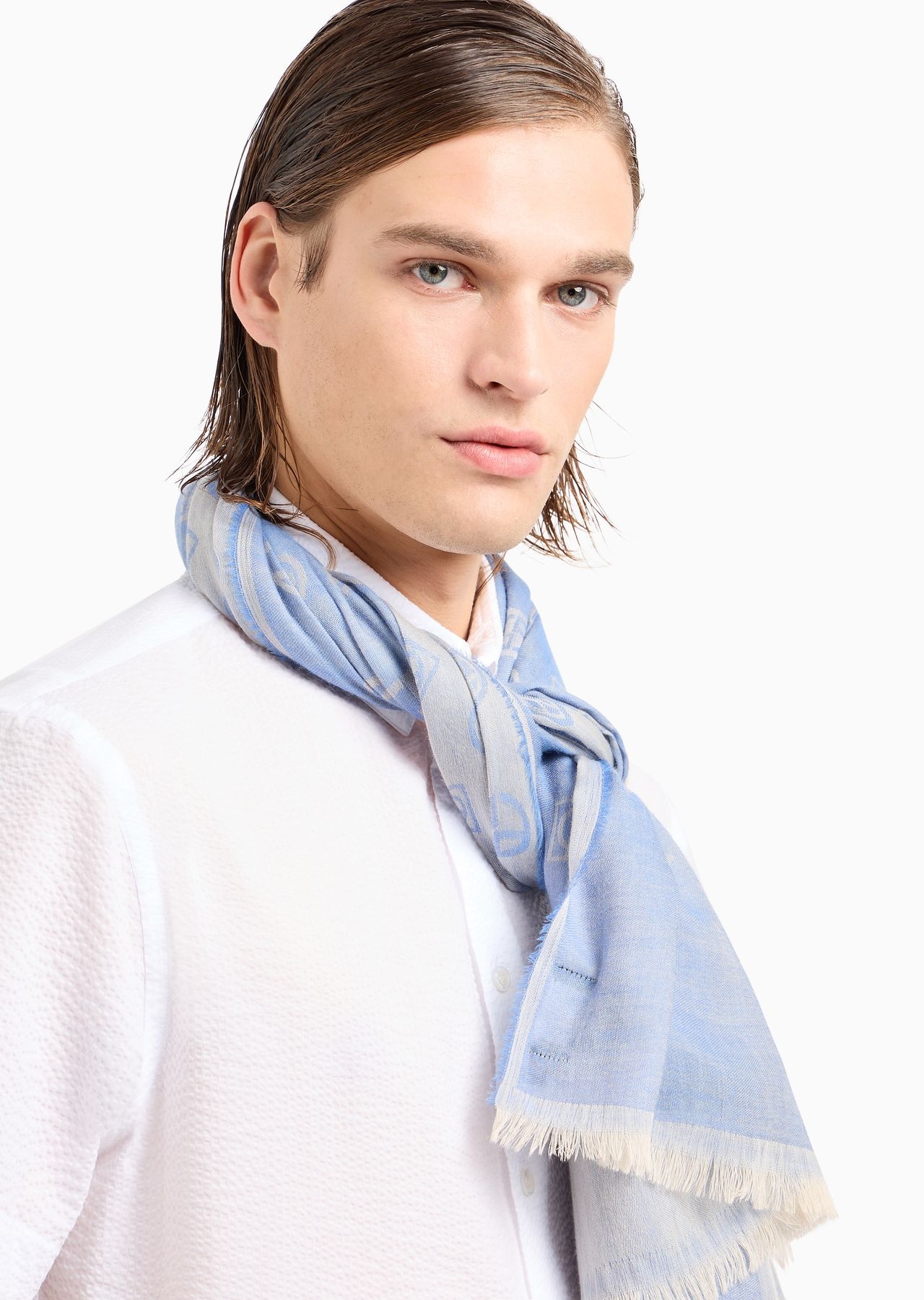 Monogram jacquard cashmere stole - 3