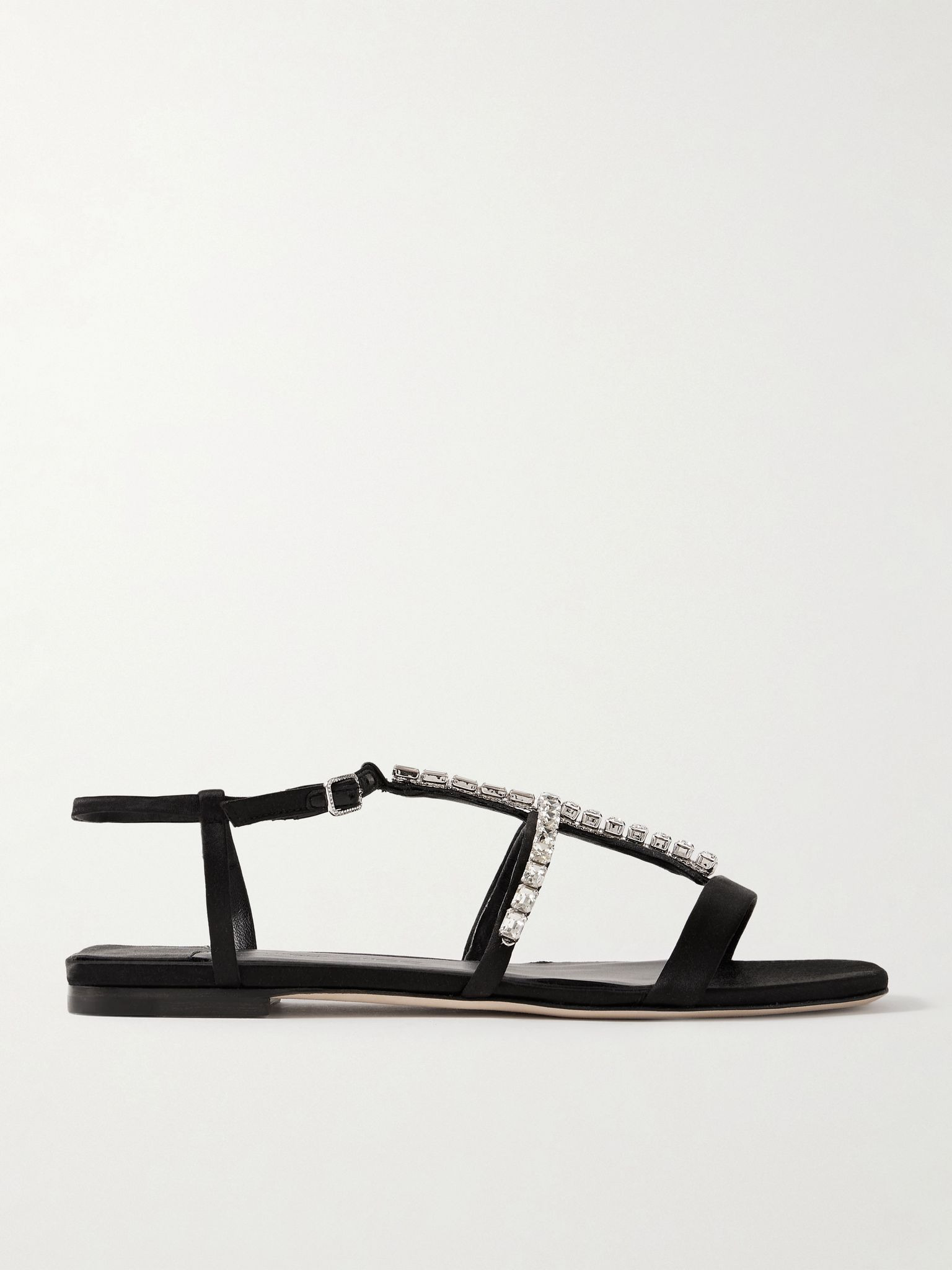 Gwyn crystal-embellished satin sandals Black - 1