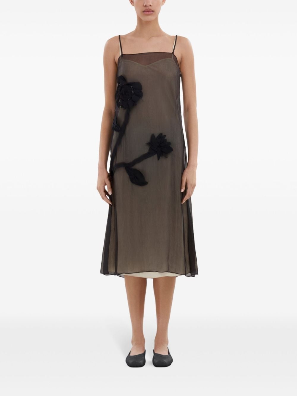 floral-appliquÃ© crepon dress - 2