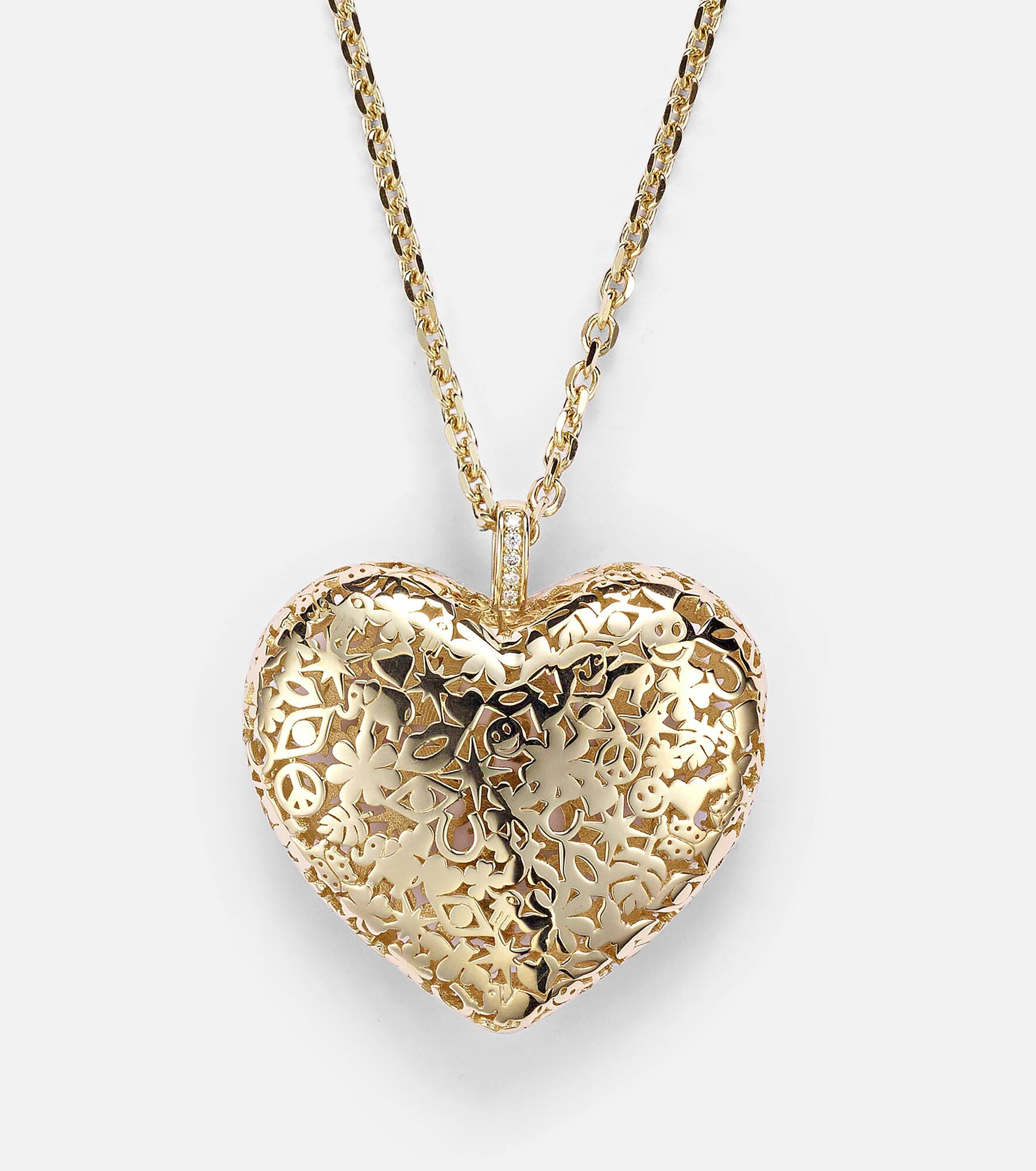 Puffy Icon Wallpaper Heart 14kt gold necklace with diamonds - 4