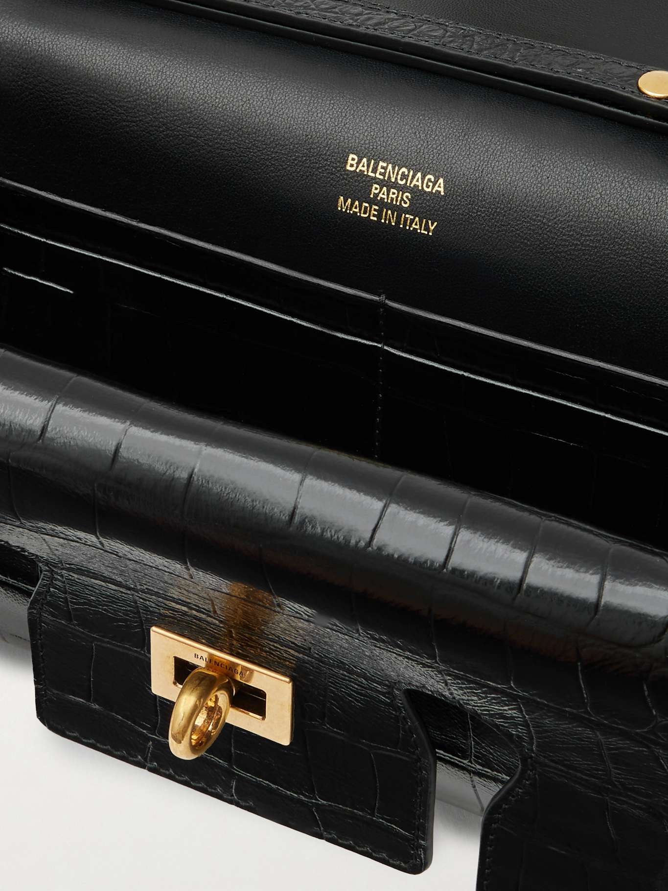 Bel Air small croc-effect leather clutch Black - 5