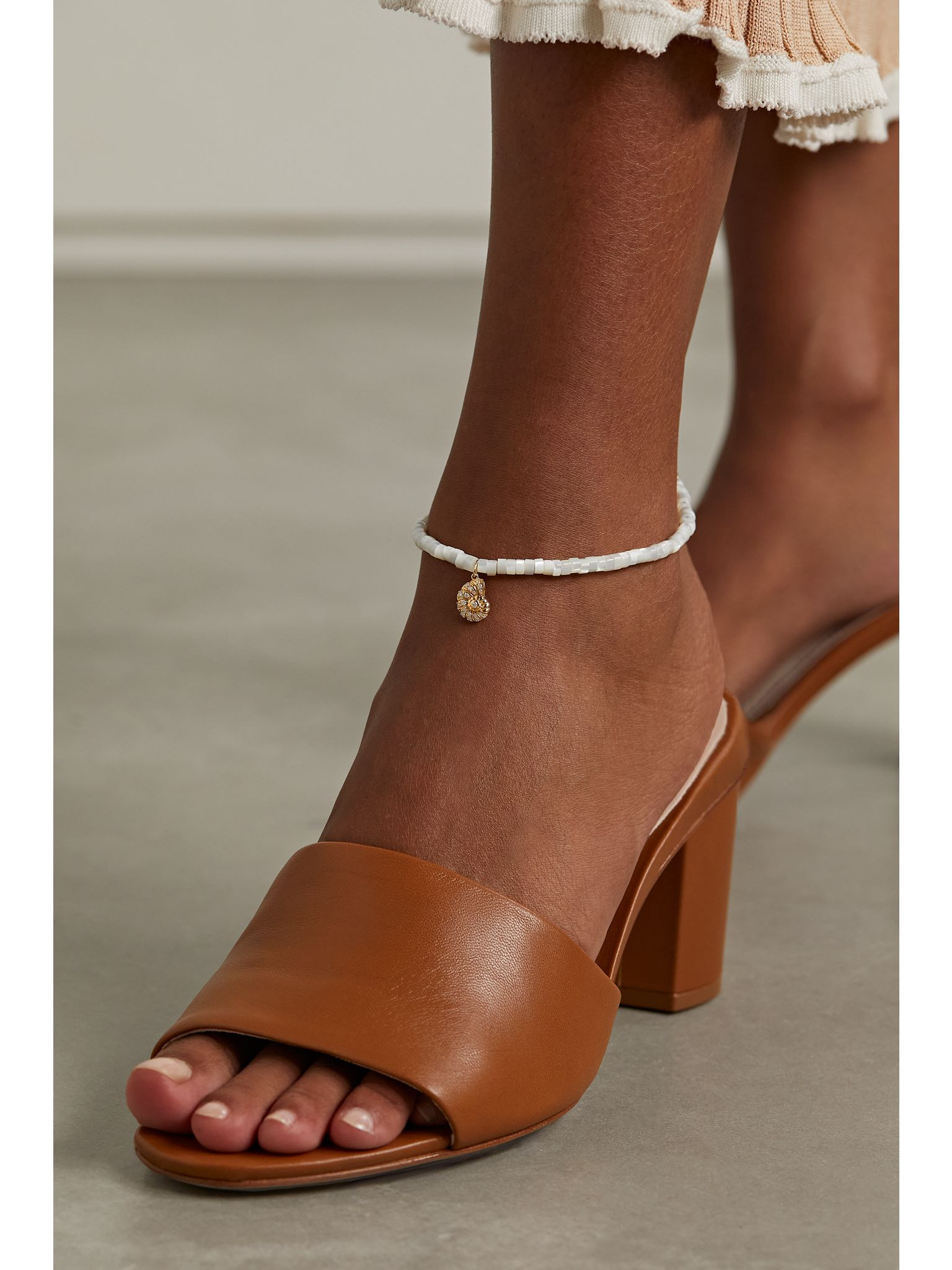 14-karat gold, mother-of-pearl and diamond anklet Gold - 2