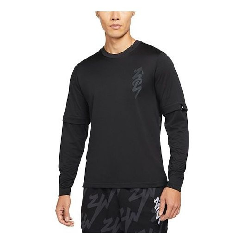 Air Jordan Alphabet Logo Pattern Loose Round Neck Long Sleeves Black DJ5872-010 - 1