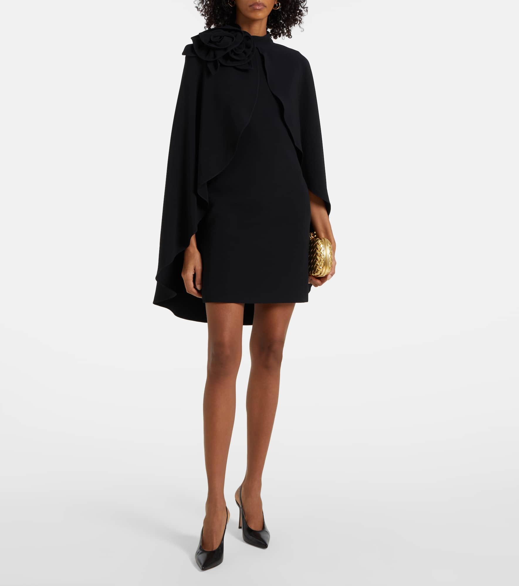Floral-appliqué ruffled cady minidress - 2