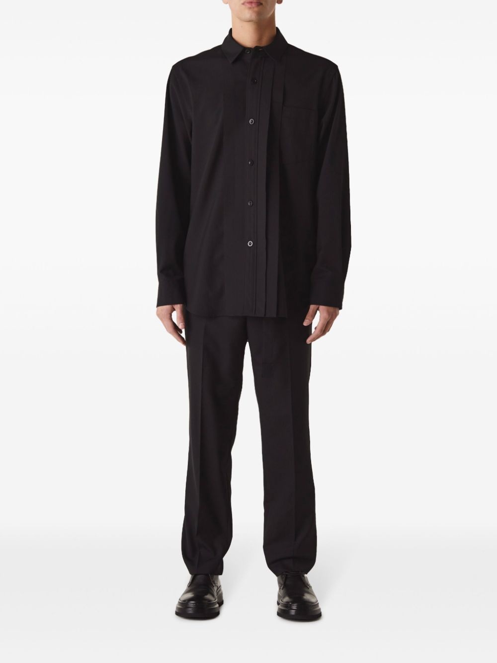 pleat-detail button-up shirt - 2