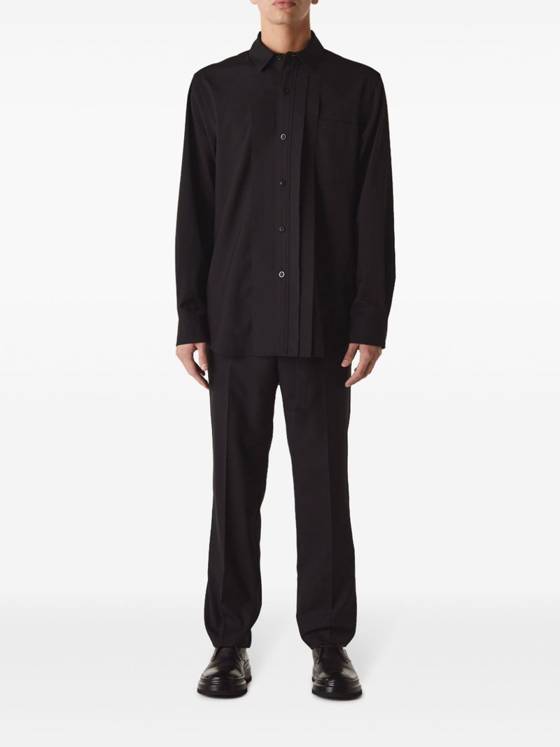 sacai pleat-detail button-up shirt outlook