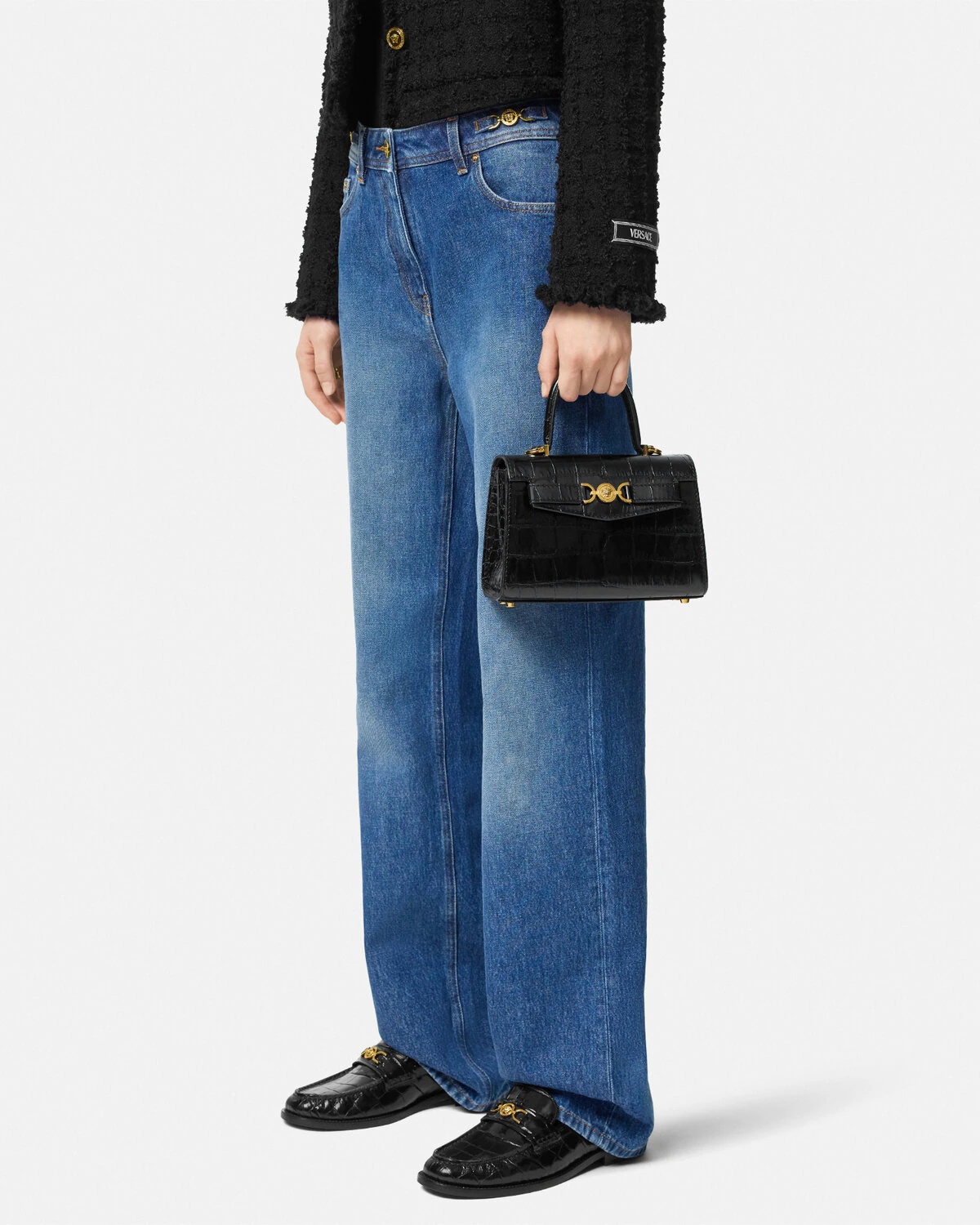 Croc-Effect Medusa '95 Small Handbag - 3