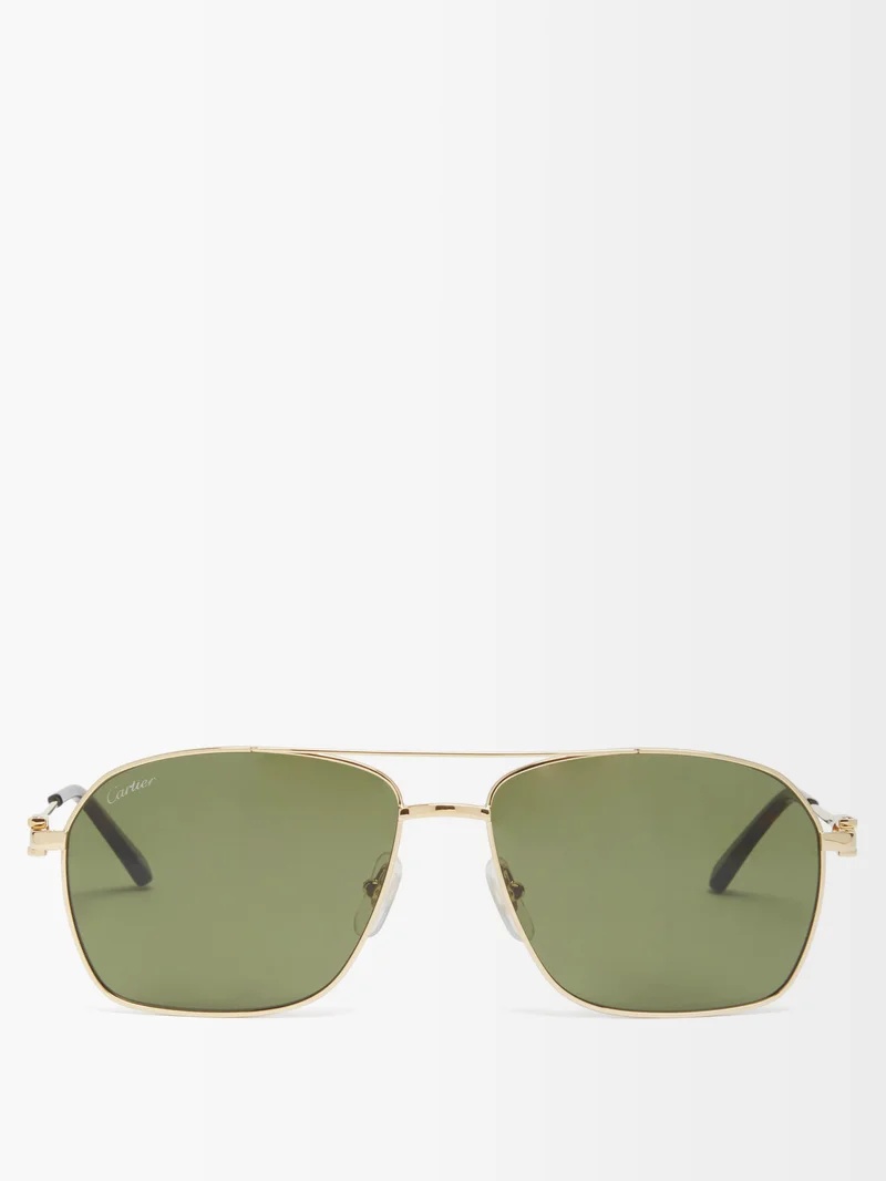 Double-bar metal frame sunglasses - 1