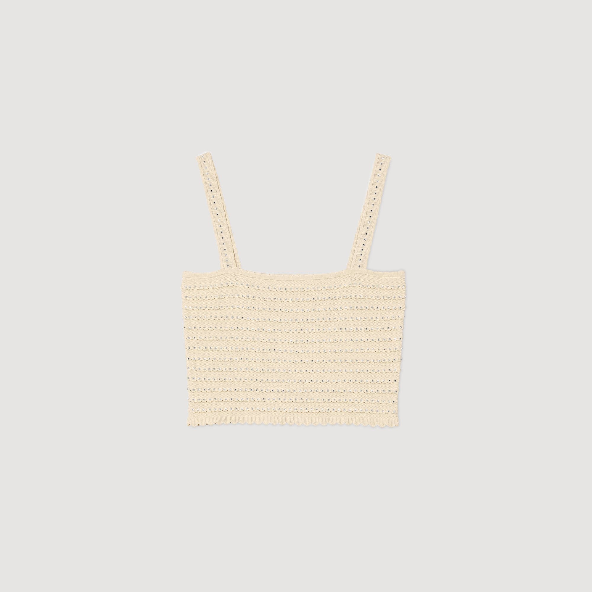 RHINESTONE KNIT CROP TOP - 6